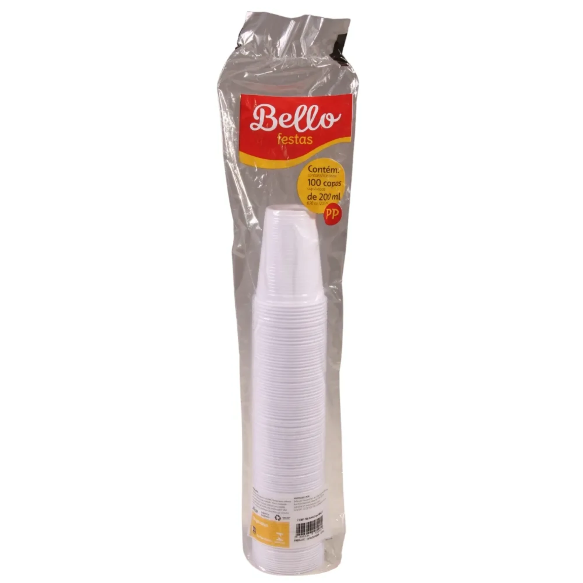 Copo Descartável em PP 200ml Branco Bellocopo PT/100