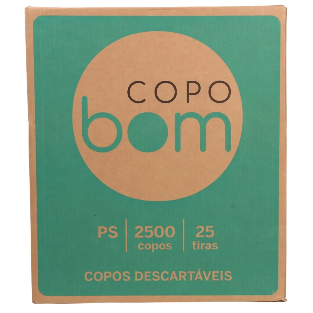 Copo Descartável em PS 200ml Branco Copobom CX/2500