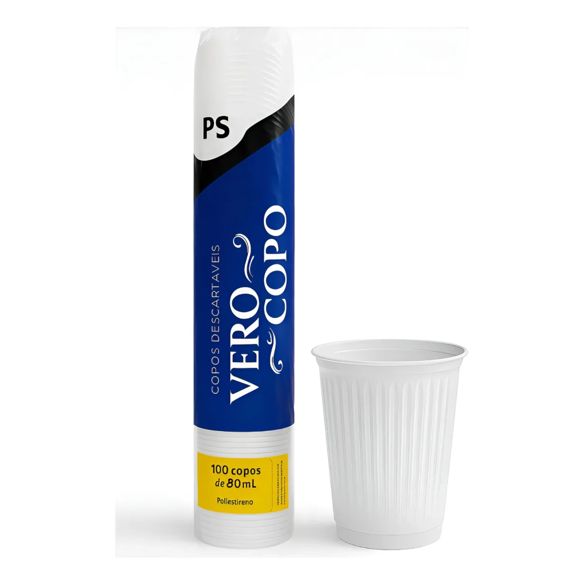 Copo Descartável em PS 80ml Branco Verocopo PT/100