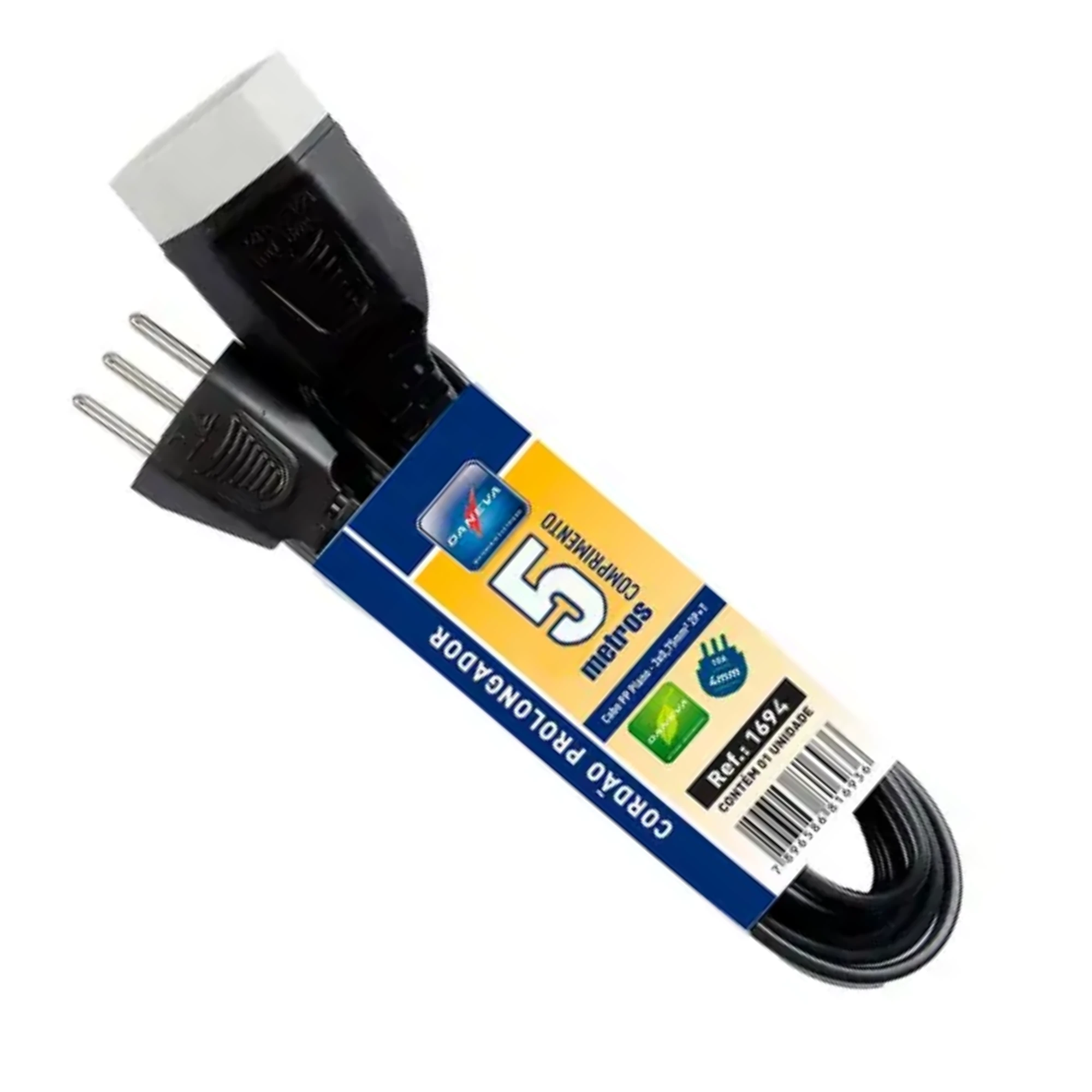 Fio Cordão Prolongador 5 Metros (MACHO/FÊMEA) 2P+T 10A/250V~ Cabo PP