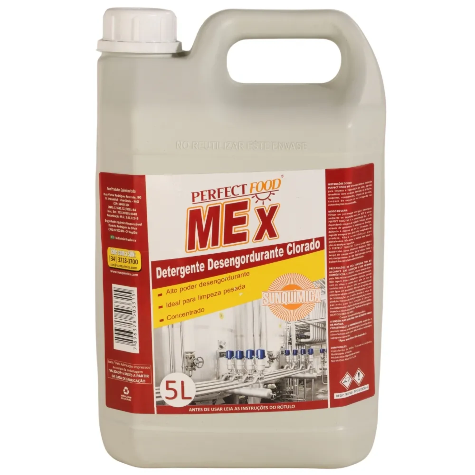 Imagem - Detergente Alcalino Clorado Gel Perfect Food MEX Gl/ 5 L. Com alta formação de espuma.