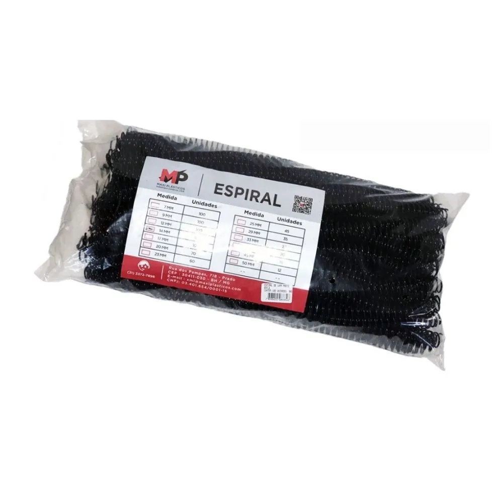 Castro Naves - ESPIRAL PVC DE 09MM P/50 FOLHAS PRETO C/100 - 15910 01