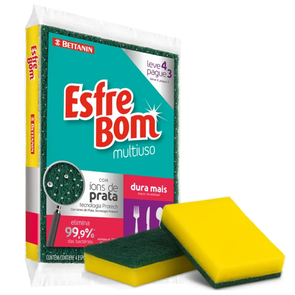 Castro Naves - ESPONJA DUPLA FACE VD E AM C/4 ESFREBOM - 94987 01