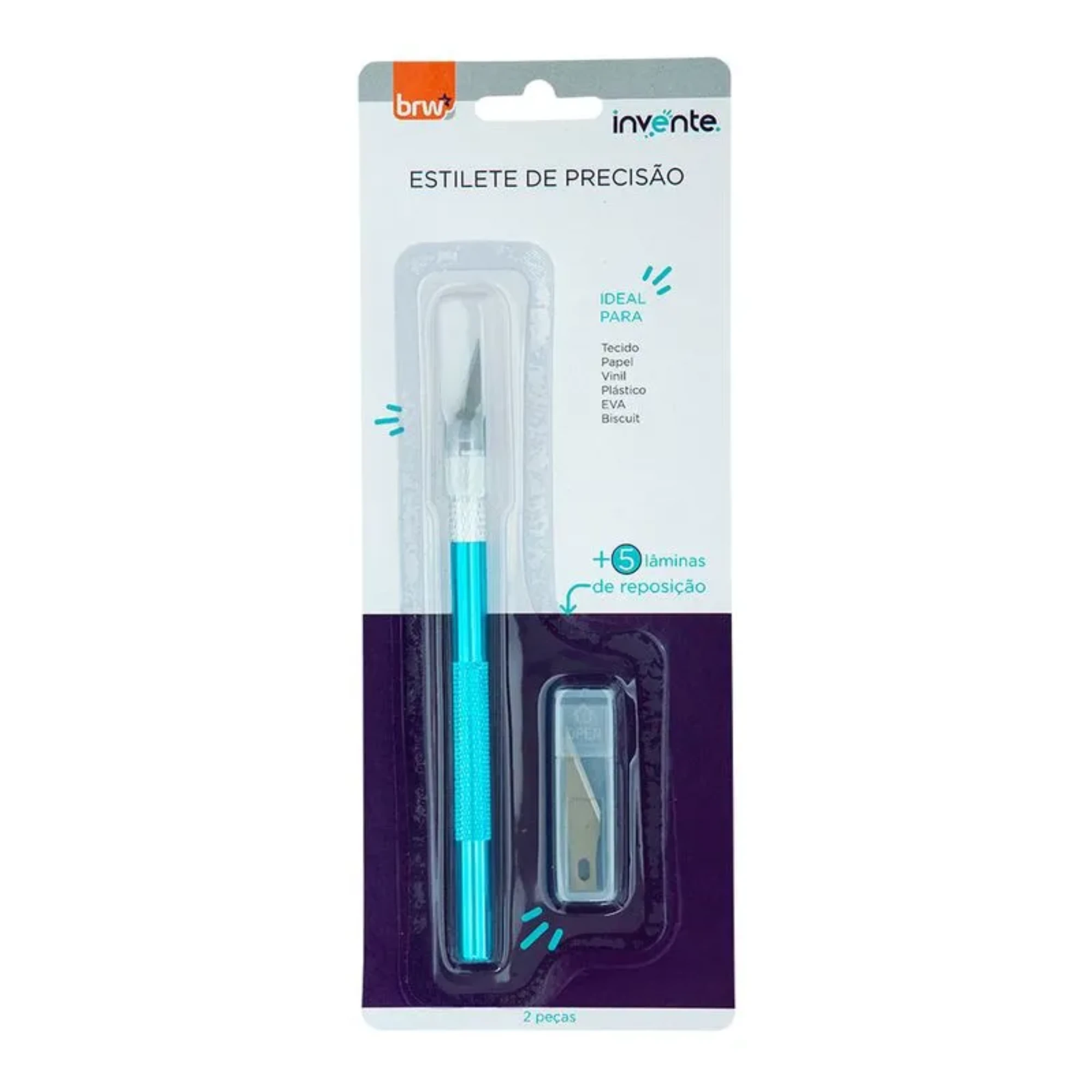 Castro Naves - ESTILETE TIPO BISTURI C/ 6 LAMINAS - BRW - 9161 01