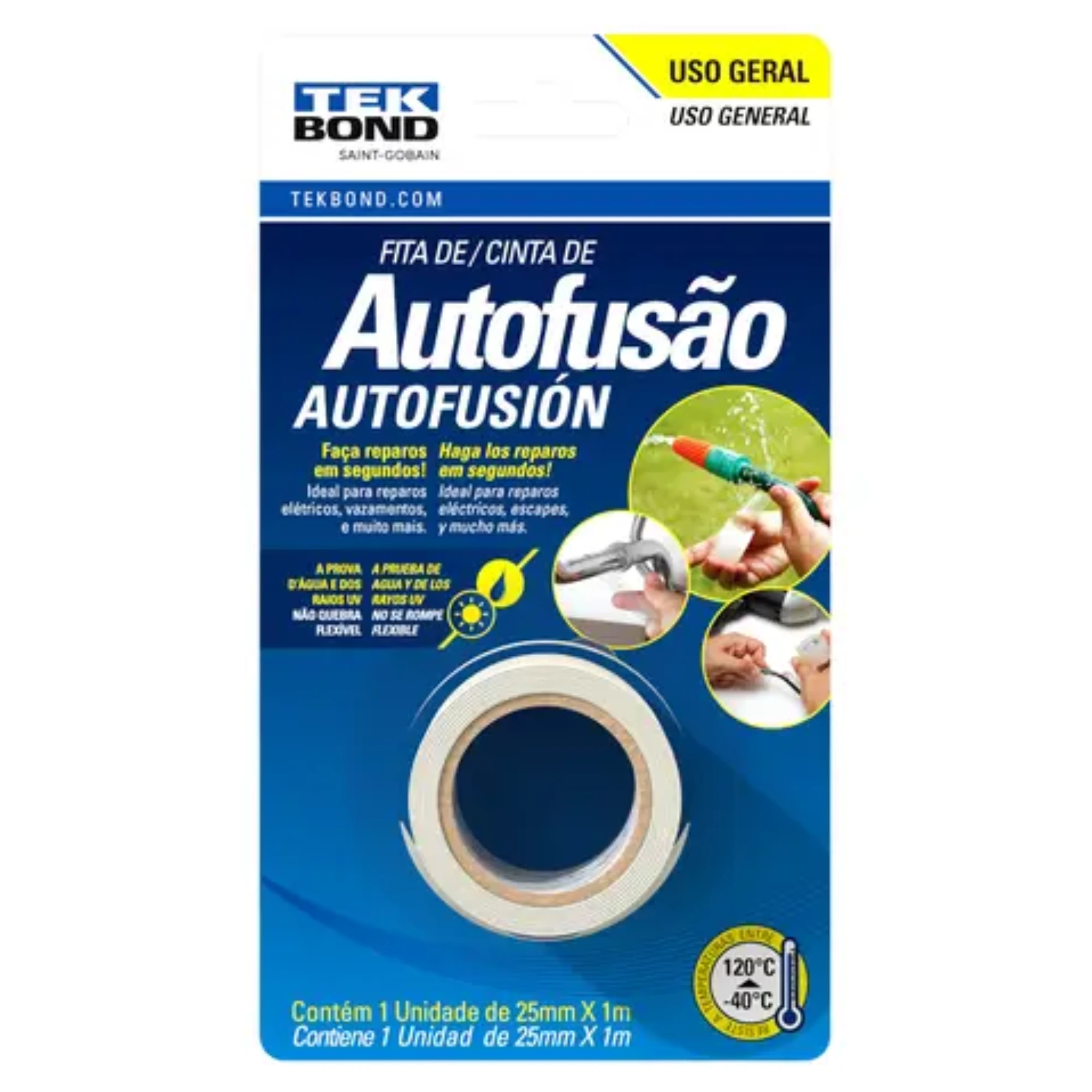 Imagem - Fita Adesiva Multiuso de Autofusão à Base de Silicone 25mm x 1m Tekbond