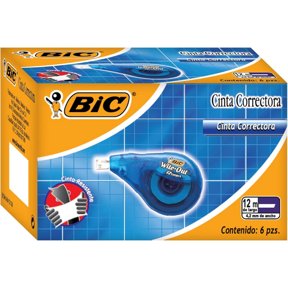 Imagem - Fita Corretiva 4,2mmx12 metros Super Tape . Correção instantânea. Formato Anatômico Cx/6 BIC