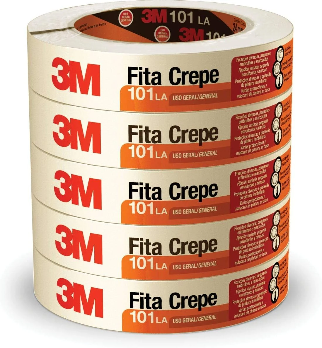 Castro Naves - FITA CREPE USO GERAL 101LA 24MMX50M PT/5 RL - 14271 01