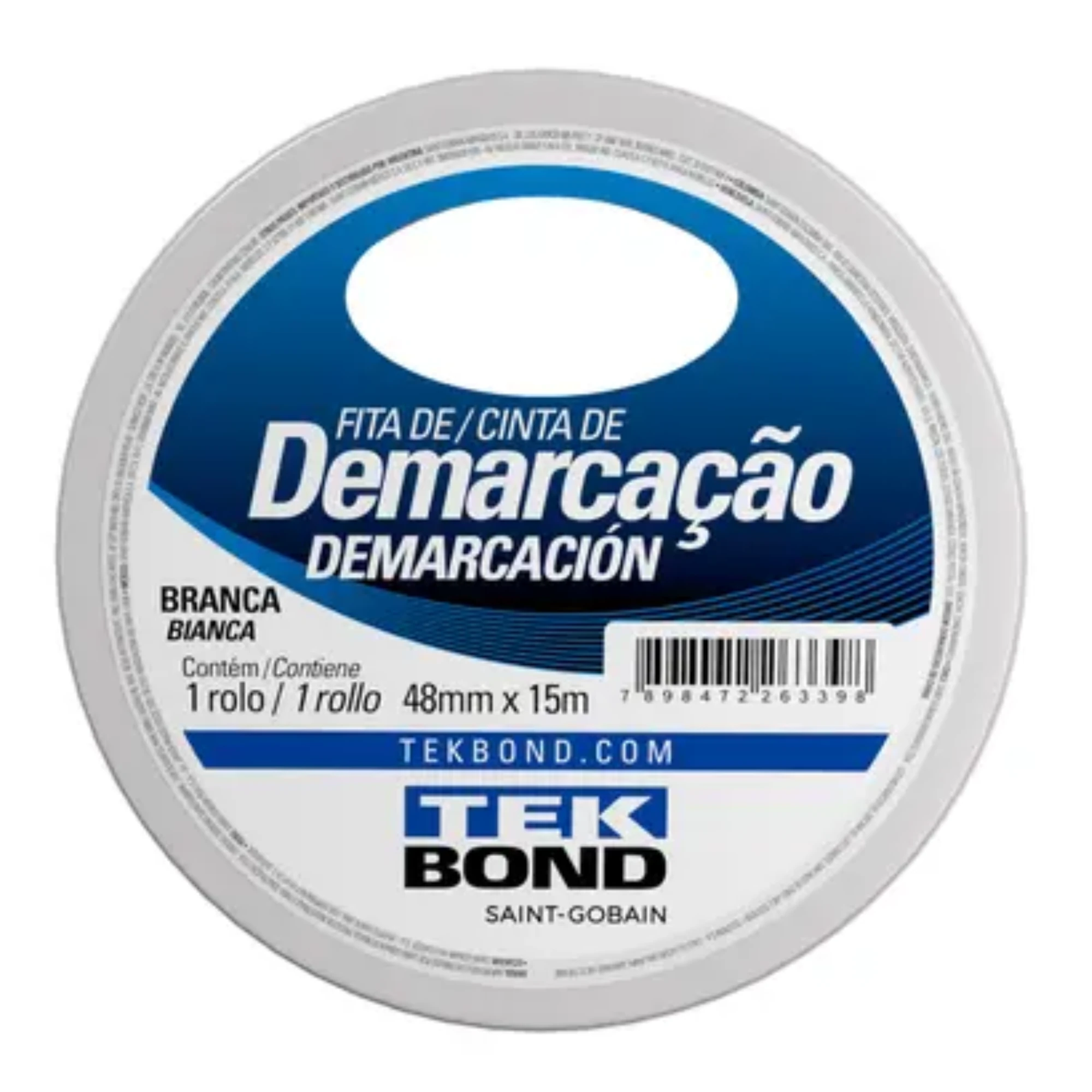 Imagem - Fita Adesiva para Demarcação 48mm x 15m cor Branca Tekbond
