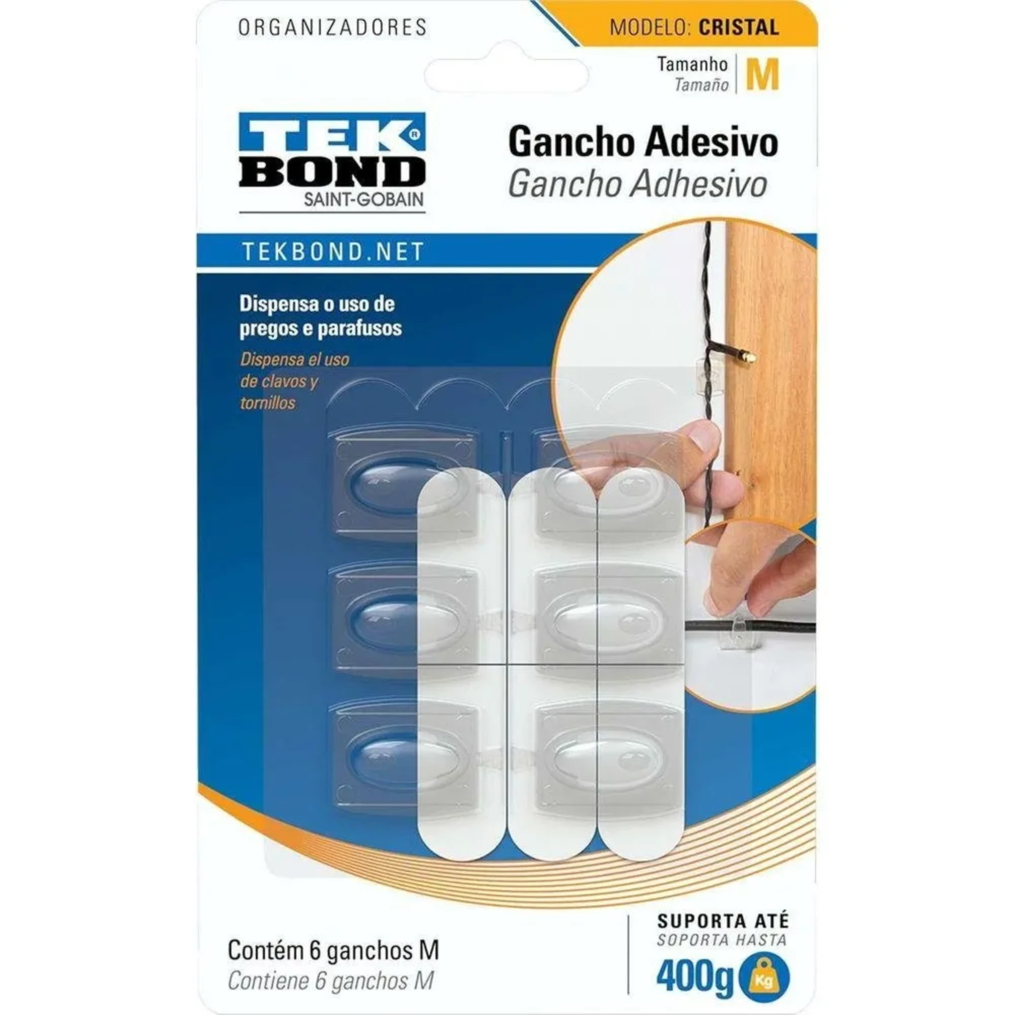 Castro Naves - GANCHO ADESIVO FIOS E CABOS CR M C/6  - 106016 01