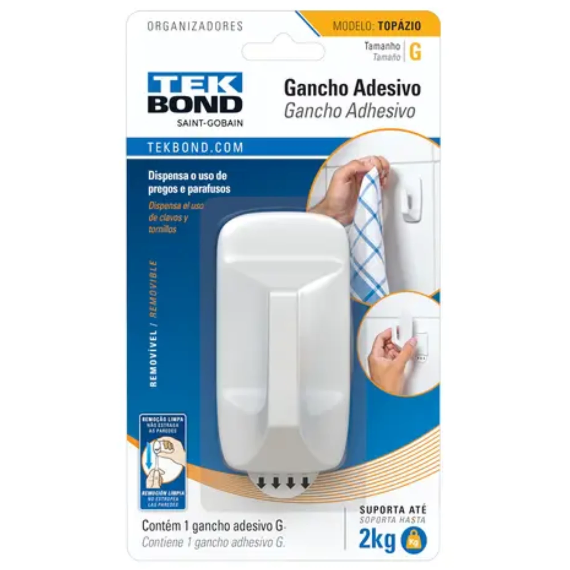 Castro Naves - GANCHO ADESIVO TOPAZIO BRANCO G C/1 - 106021 01