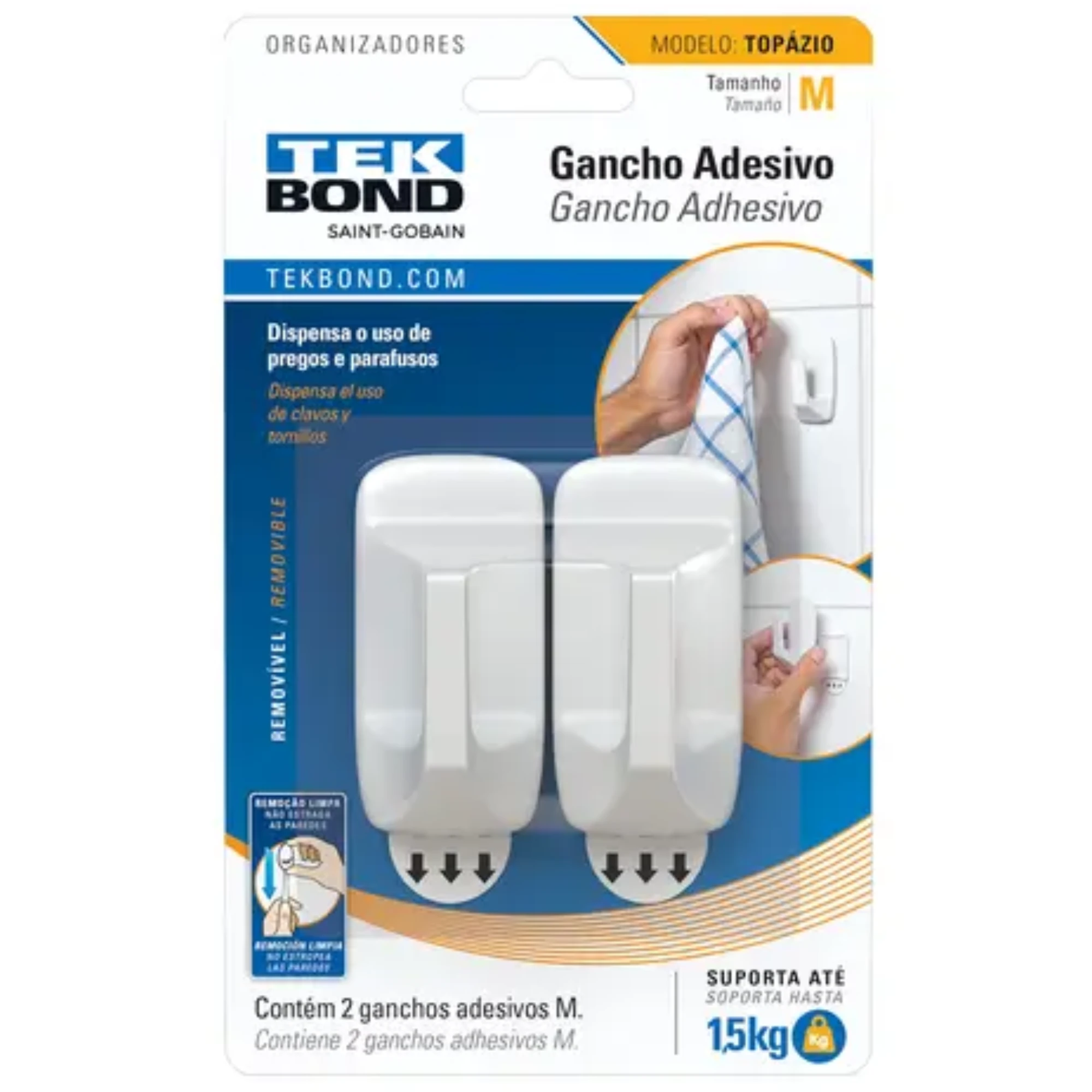 Castro Naves - GANCHO ADESIVO TOPAZIO BRANCO M C/2 - 106022 01