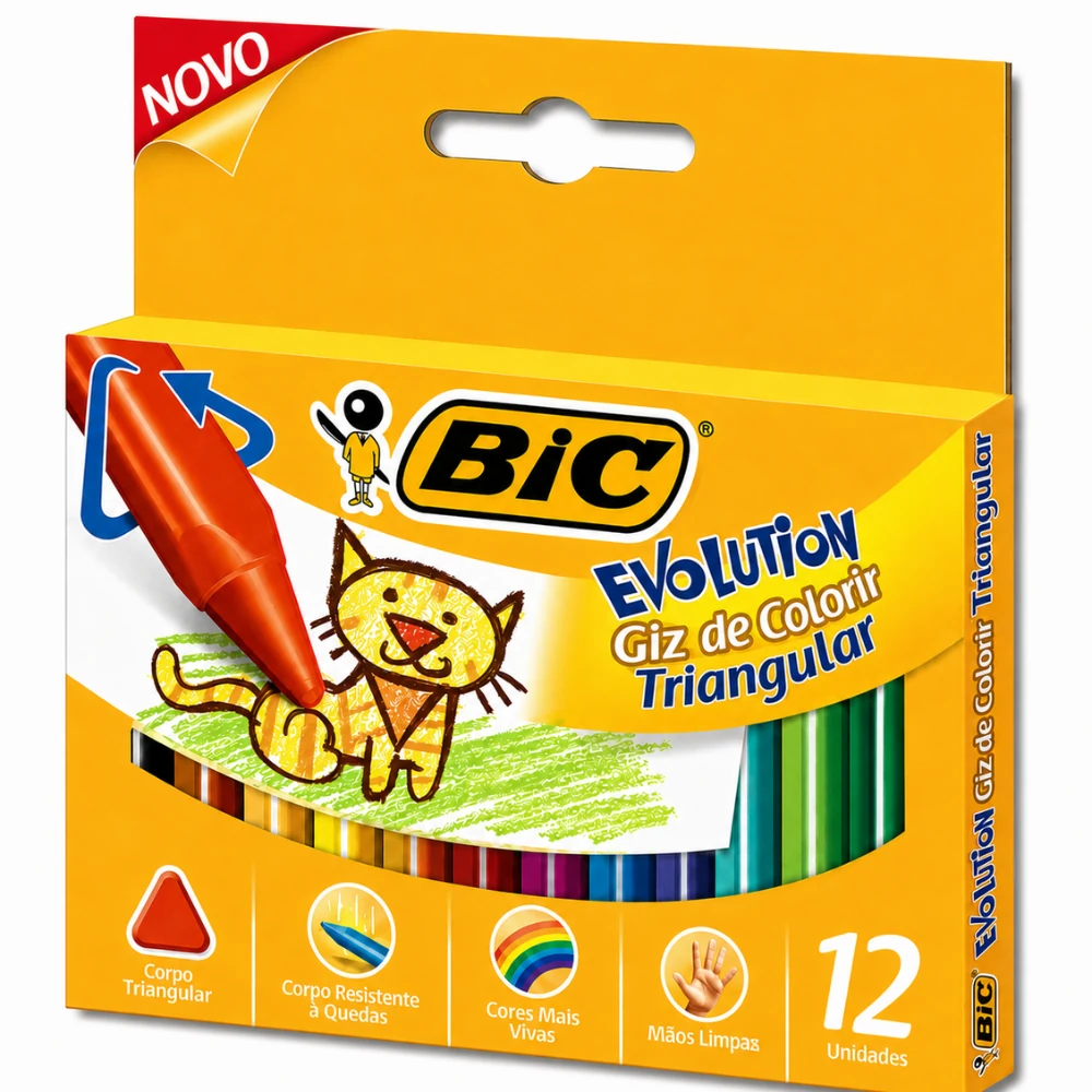 Imagem - Giz de Colorir BIC Evolution Corpo Triangular Resistente a Quedas BT/12