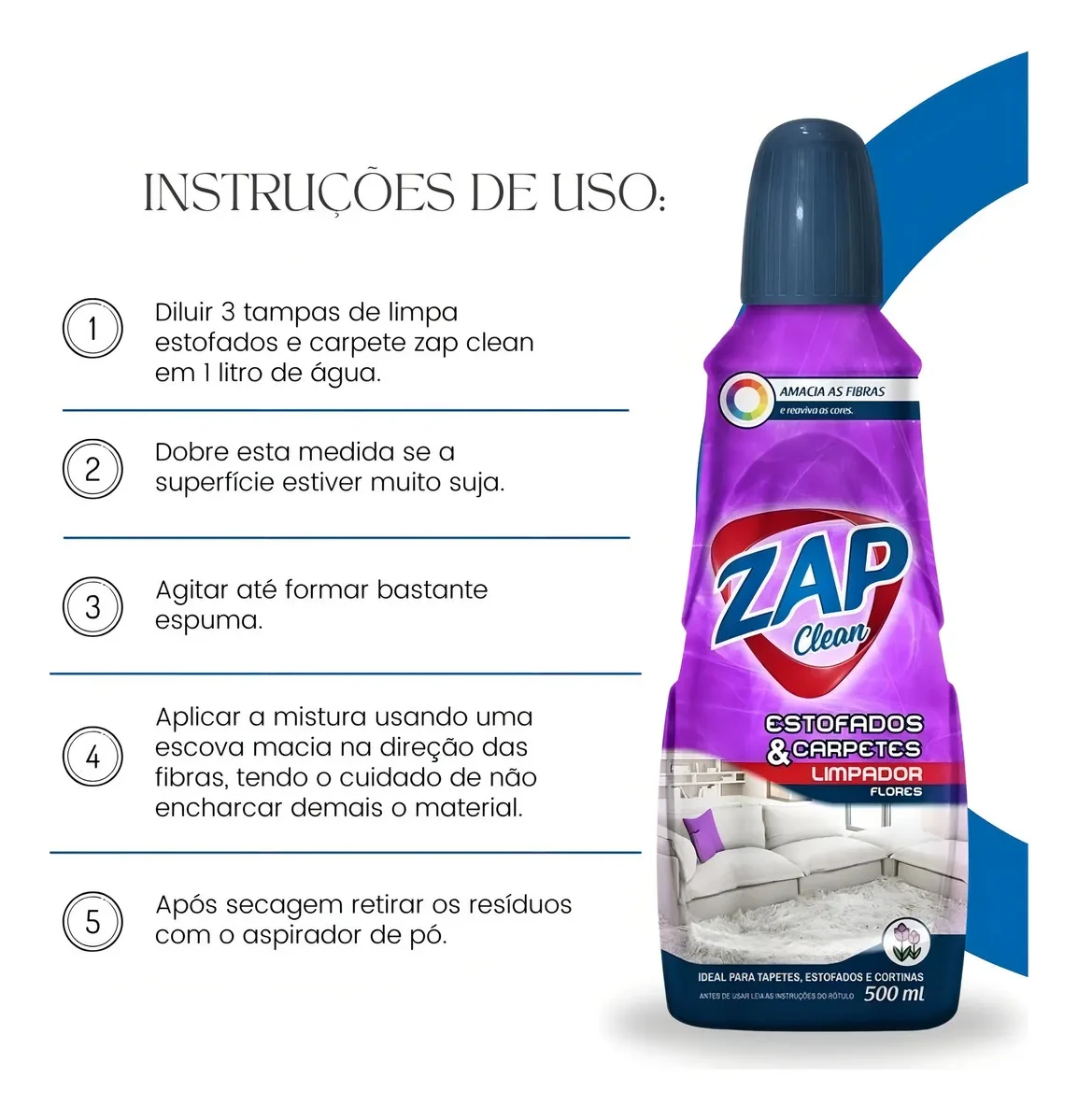 Limpa Carpete Zap Clean 500ml Secar | Castro Naves