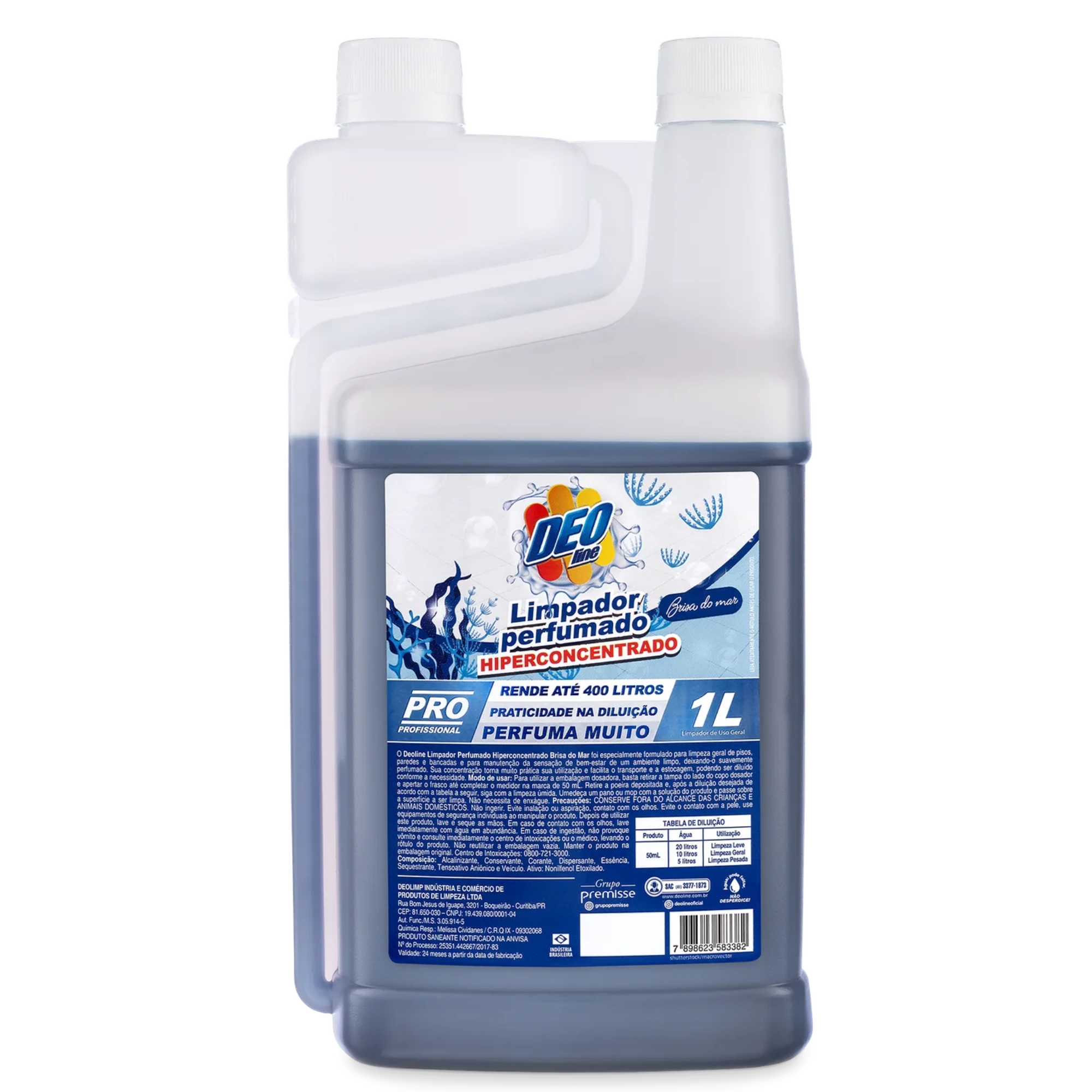 Limpador Perfumador Hiperconcentrado Deo'Line Fragrância Brisa do Mar Frasco c/ 1 L - Rende até 400 Litros