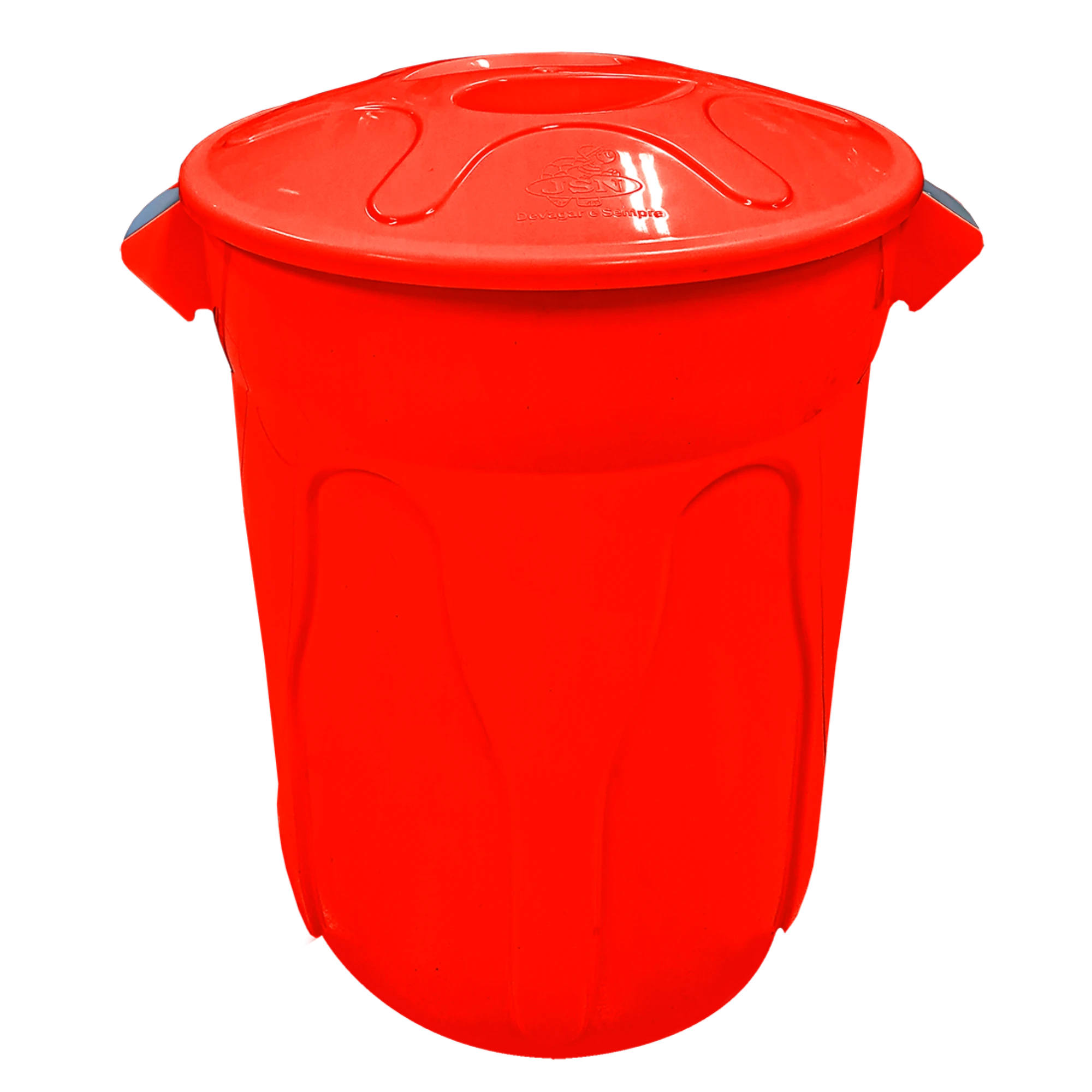 Castro Naves - LIXEIRA PLAST. 100L REDONDA VERMELHA C/TAMPA - 105596 01