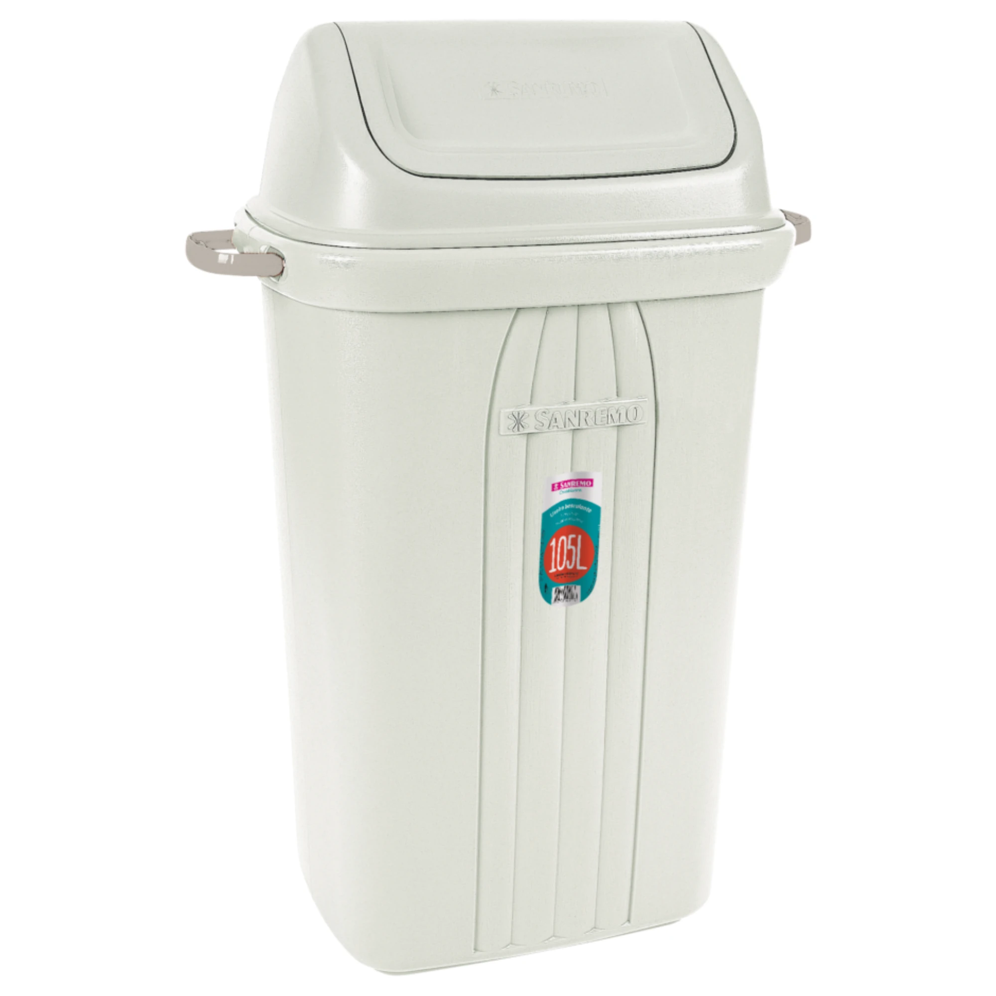 Castro Naves - LIXEIRA PLAST. 105L RETANG. CINZA C/TPA BASC. - 60822 01