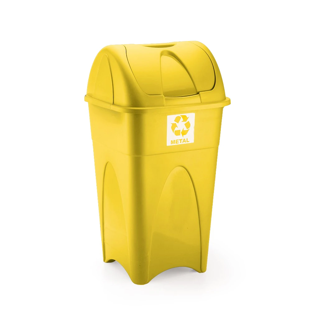 Castro Naves - LIXEIRA PLAST. 65L QUAD. AMARELA C/TPA. BASC. - 8848 01
