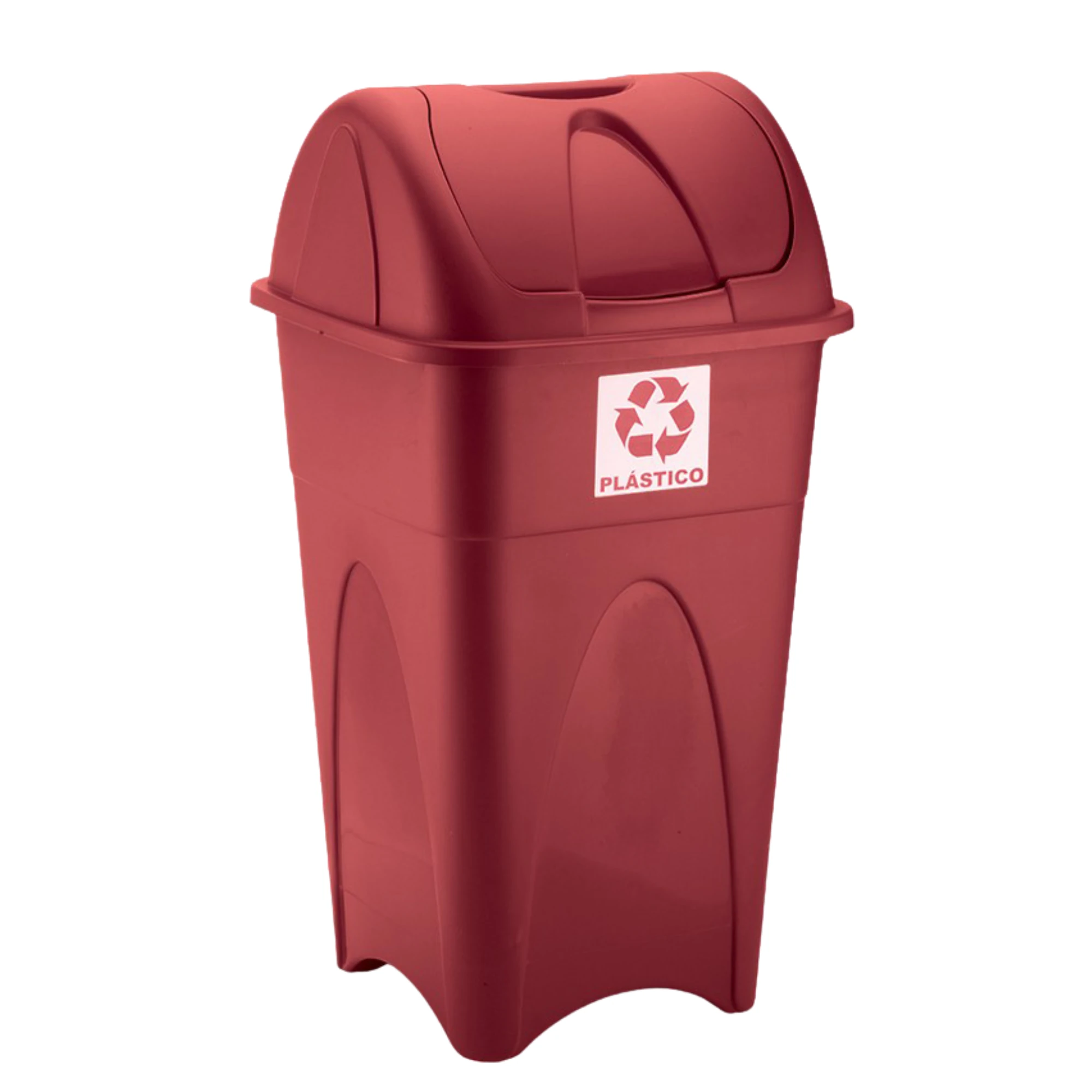 Imagem - Lixeira Plástica 65 L Quadrada com Tampa Basculante Vai-Vem Vermelha. Para coleta seletiva: PLÁSTICO