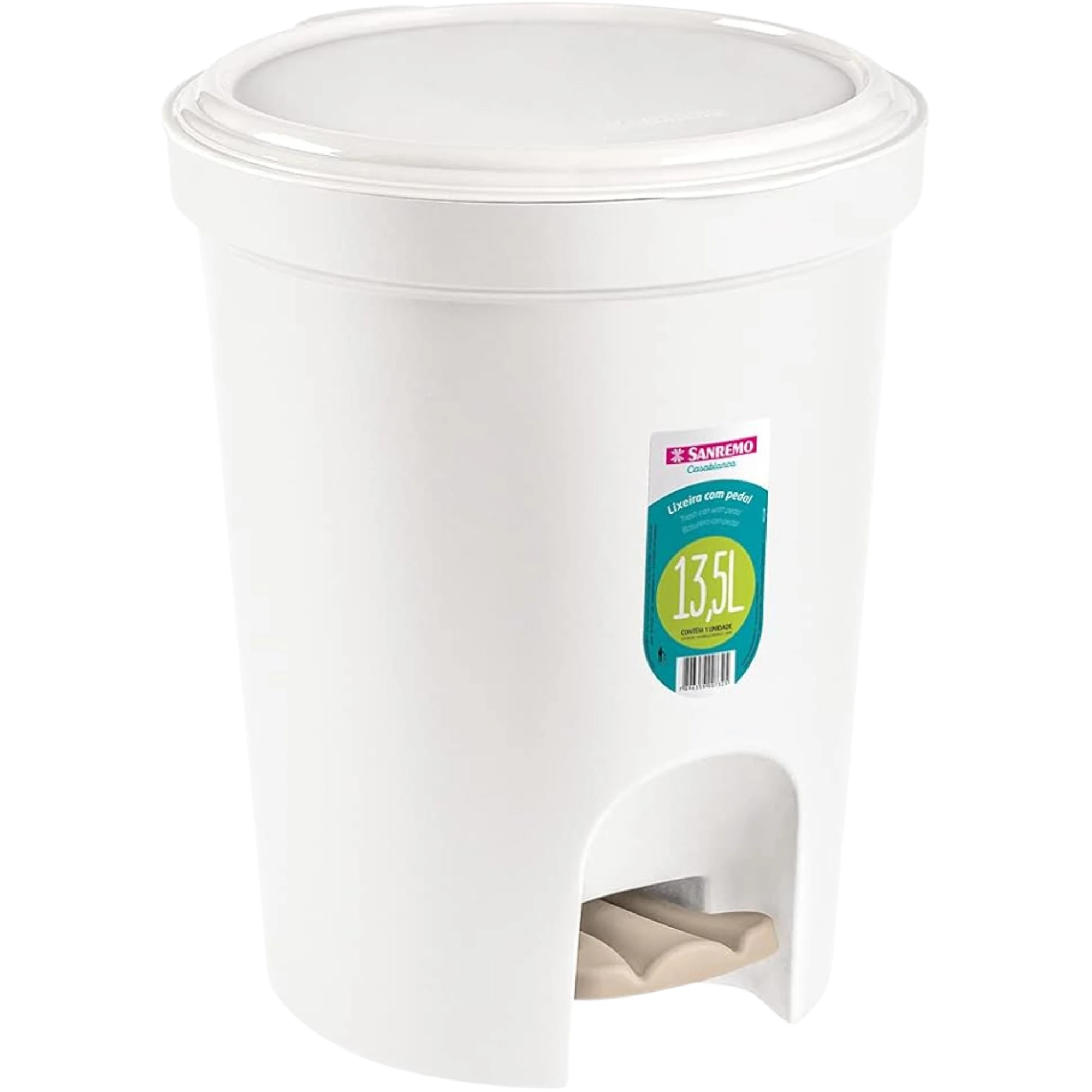 Castro Naves - LIXEIRA PLAST. C/PEDAL 13,5L BRANCA - 14784 01