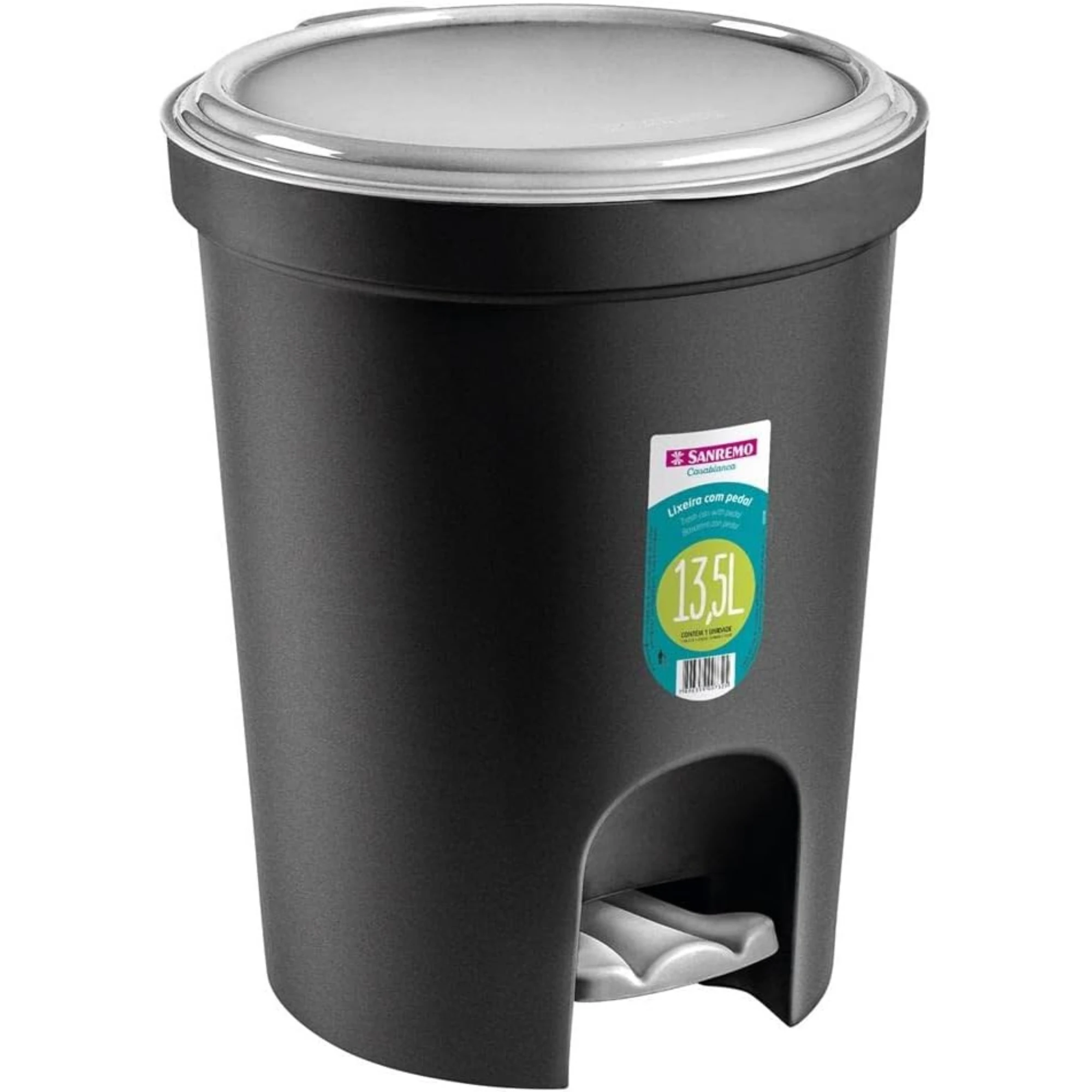 Castro Naves - LIXEIRA PLAST. C/PEDAL 13,5L PRETA E TP CZ - 11483 01