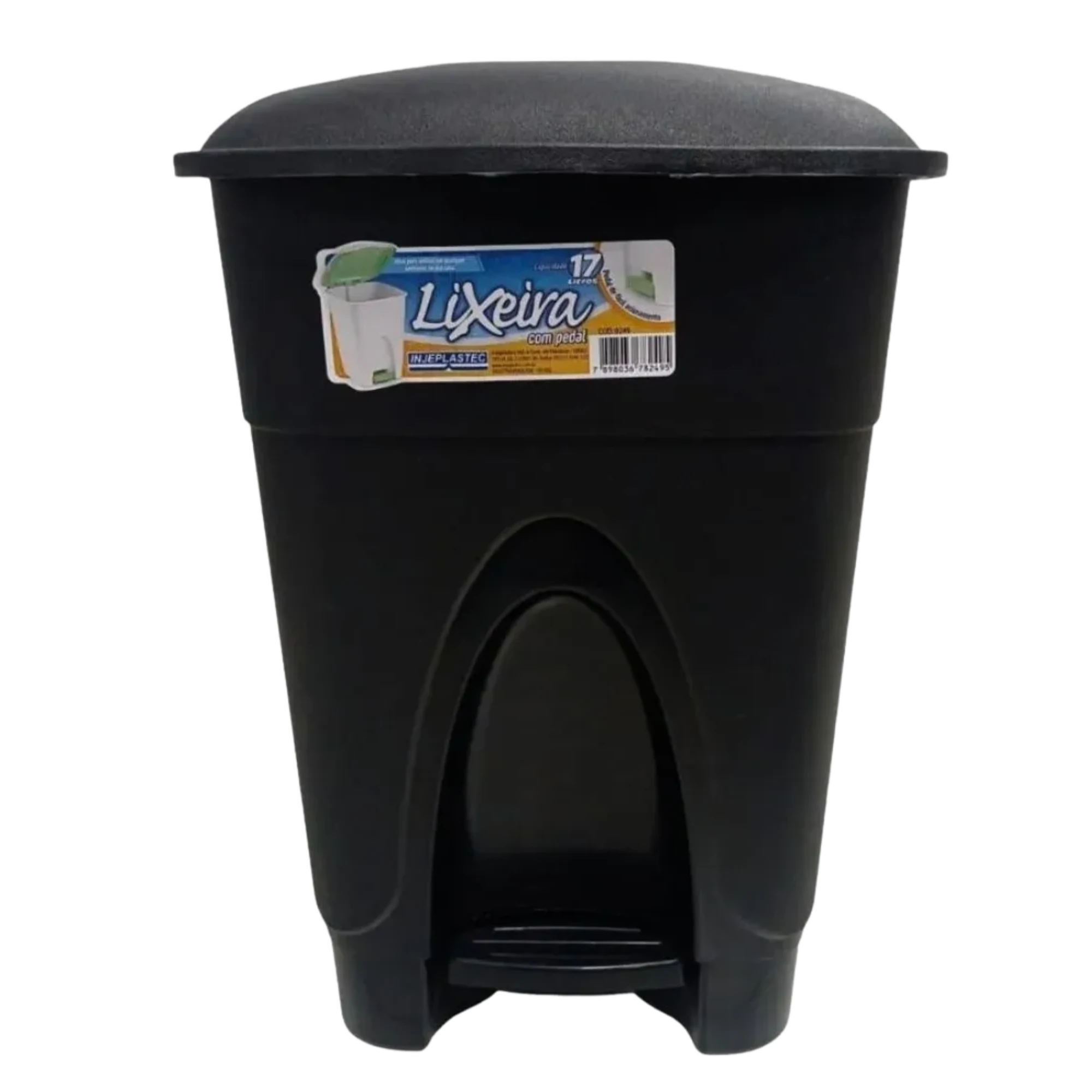 Castro Naves - LIXEIRA PLAST. C/PEDAL 17L QUAD. PRETA - 8860 01