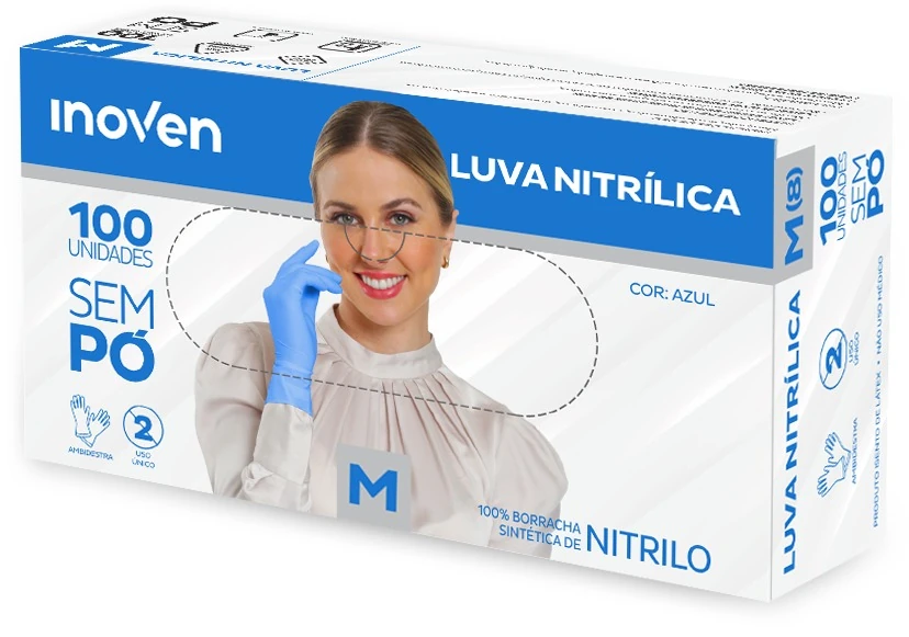 Castro Naves - LUVA NITRILICA DESC. SEM PO AZUL M CX/100 - 106874 01