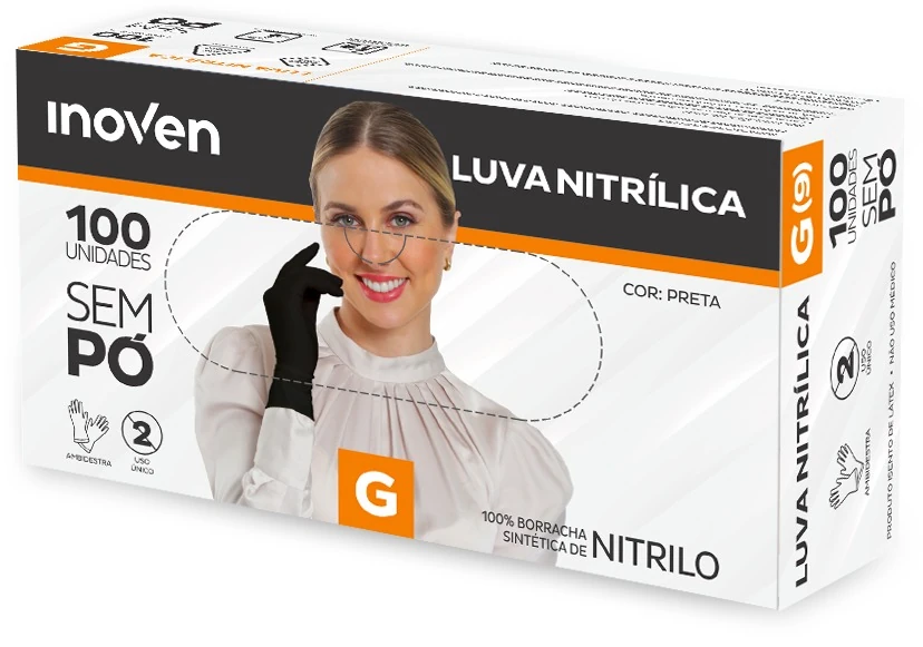 Castro Naves - LUVA NITRILICA DESC. SEM PO PRETA G CX/100 - 106871 01