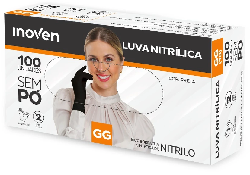 Castro Naves - LUVA NITRILICA DESC. SEM PO PRETA GG CX/100 - 106872 01