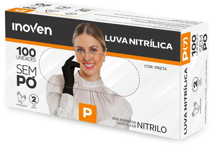 Castro Naves - LUVA NITRILICA DESC. SEM PO PRETA P CX/100 - 106869 01