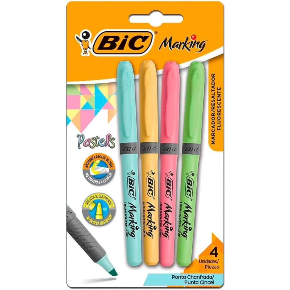 Imagem - Marca Texto BIC Pastel Ponta Chanfrada 1.5-3.5mm 4 Cores BT/4