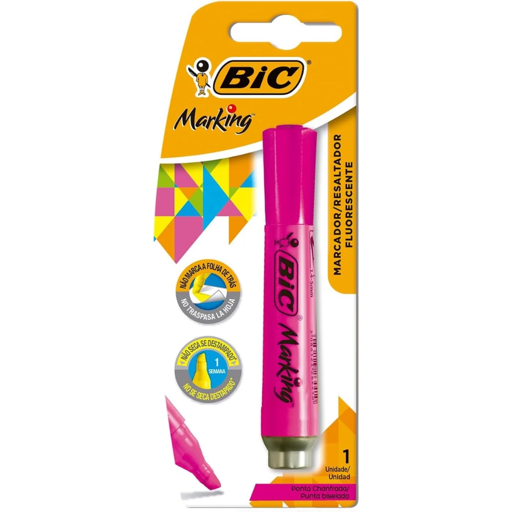 Imagem - Marca Texto BIC Fluorescente Ponta Chanfrada 1.5-3.5mm Rosa BT/1