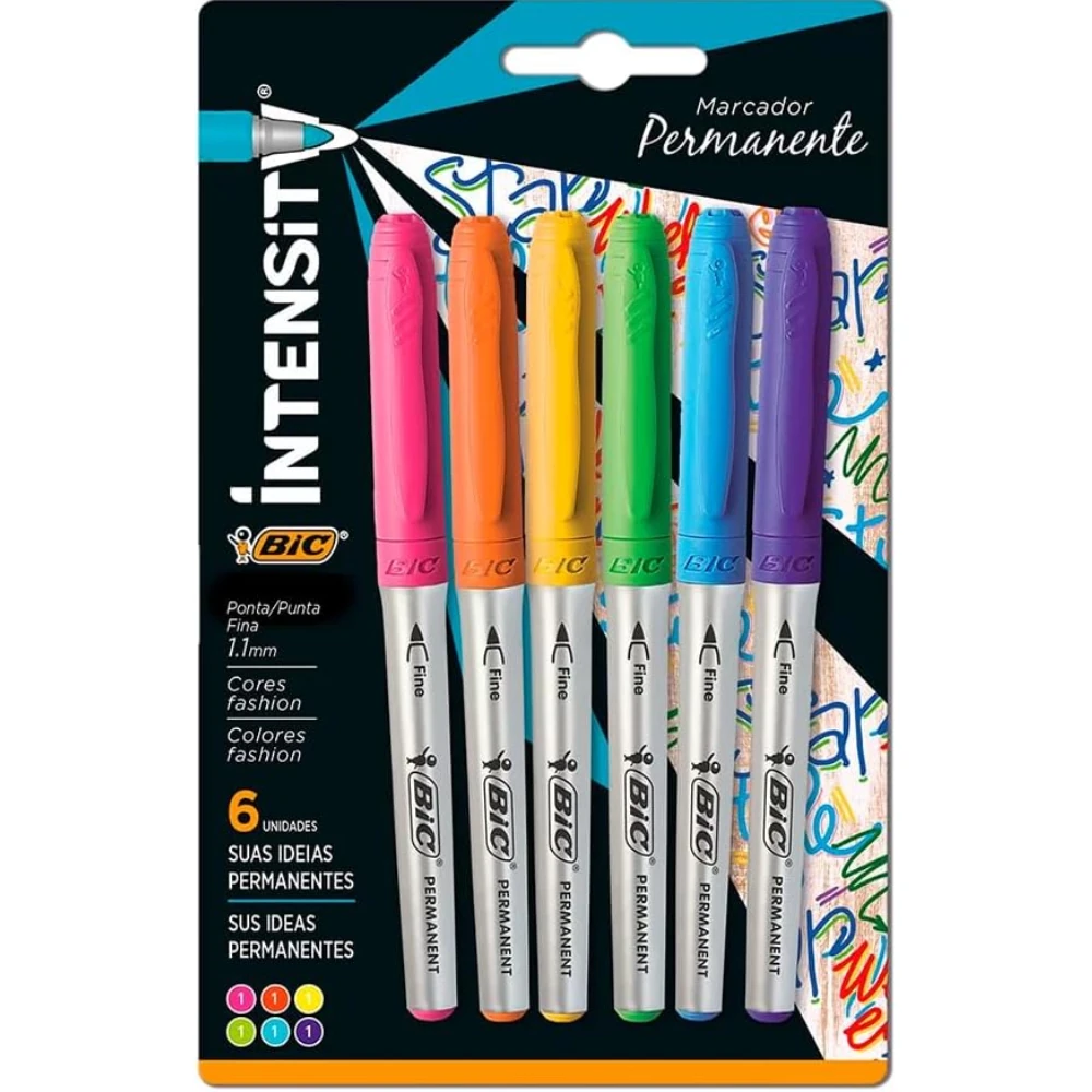 Imagem - Marcador Permanente BIC Intensity Color Grip Emborrachado Ponta Cônica 1.1mm BT/6