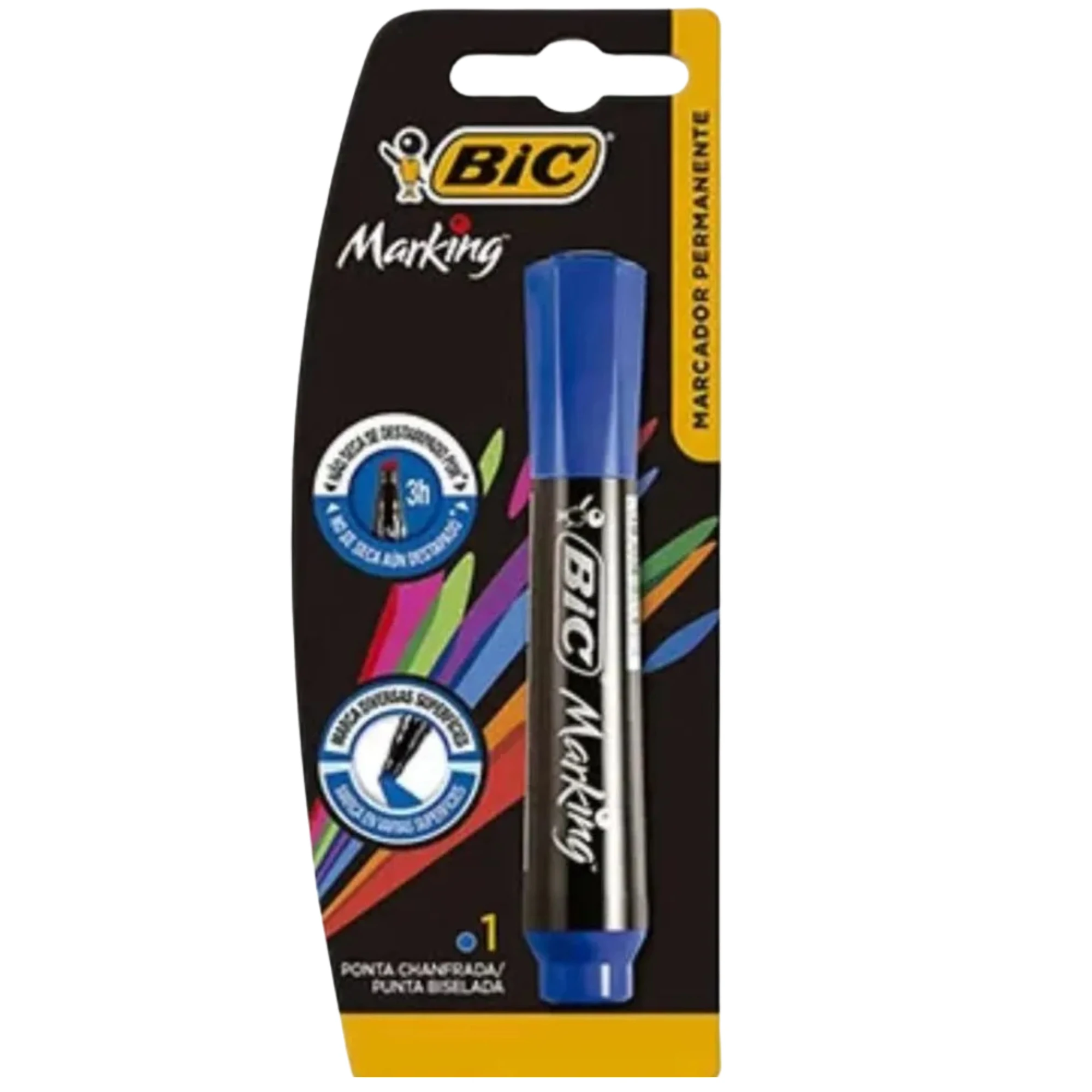 Imagem - Marcador Permanente Recarregável BIC cor Azul Ponta Chanfrada 1.5-3.0mm BT/1