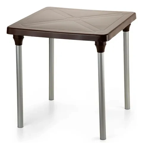 Castro Naves - MESA PLASTICA 70X70CM PES EM ALUMINIO COFFEE - 10075 01