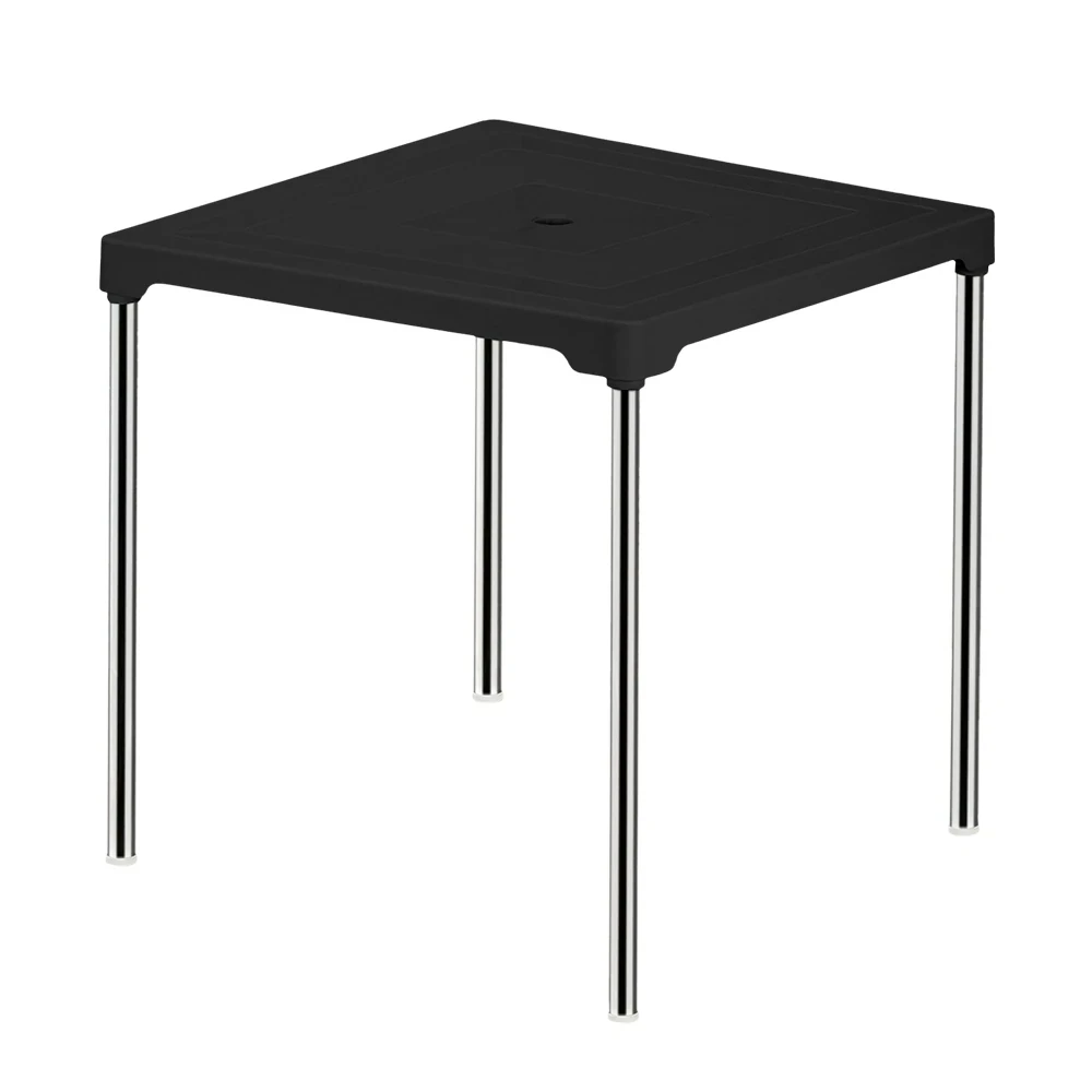 Castro Naves - MESA PLASTICA 70X70CM PES EM ALUMINIO PRETA - 10074 01