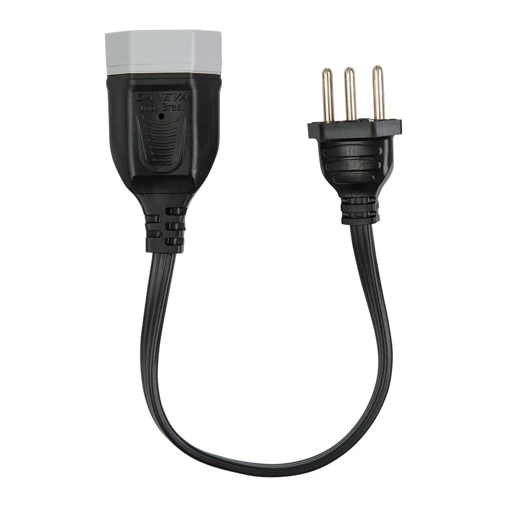 Imagem - Mini Cordão Prolongador 15cm (MACHO/FÊMEA) 2P+T 10A/250V~ Cabo PP Plano cor Preto 1710 Daneva