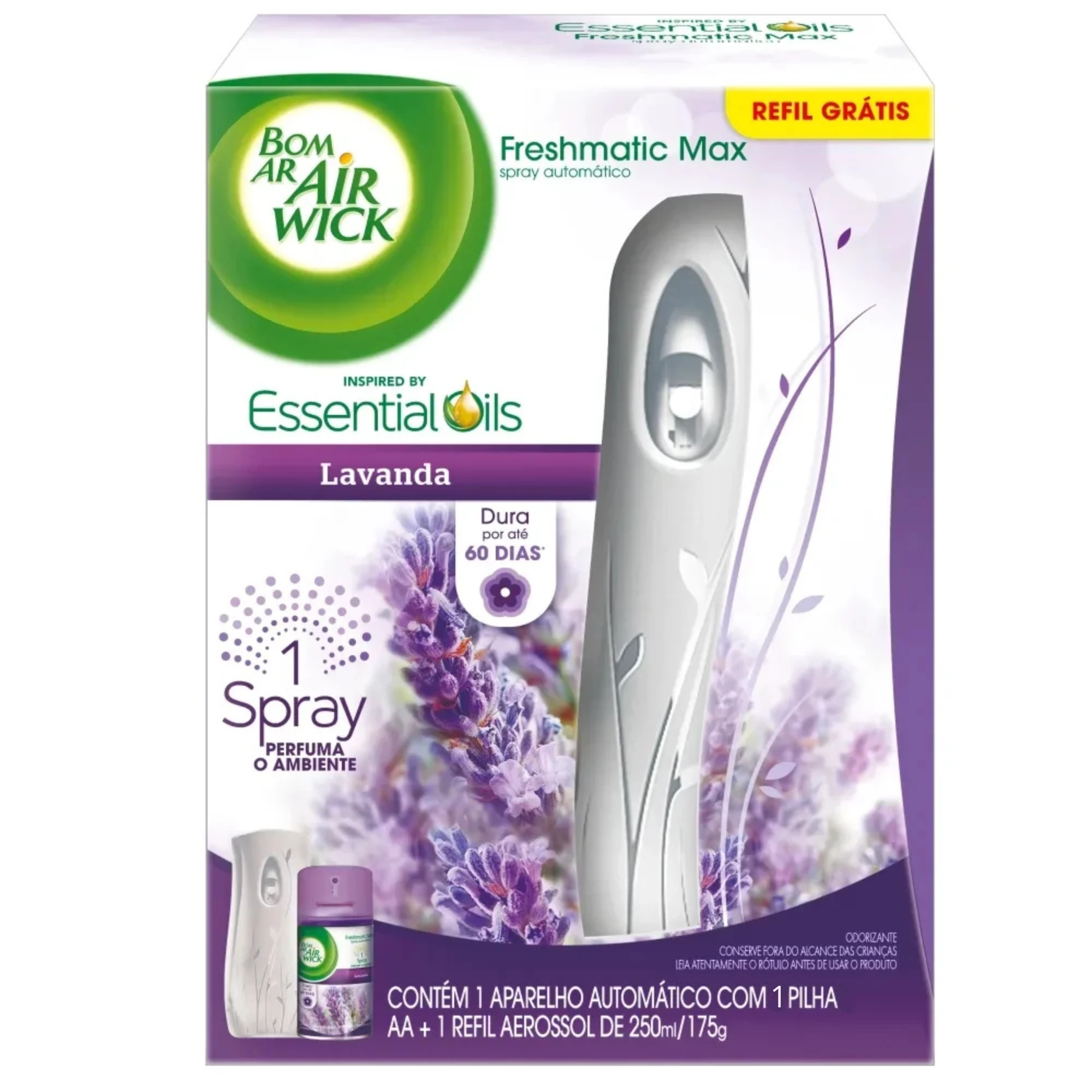 Imagem - Odorizador Automático Bom Ar Air Wick Freshmatic Lavanda Aparelho + Refil Grátis 250ml