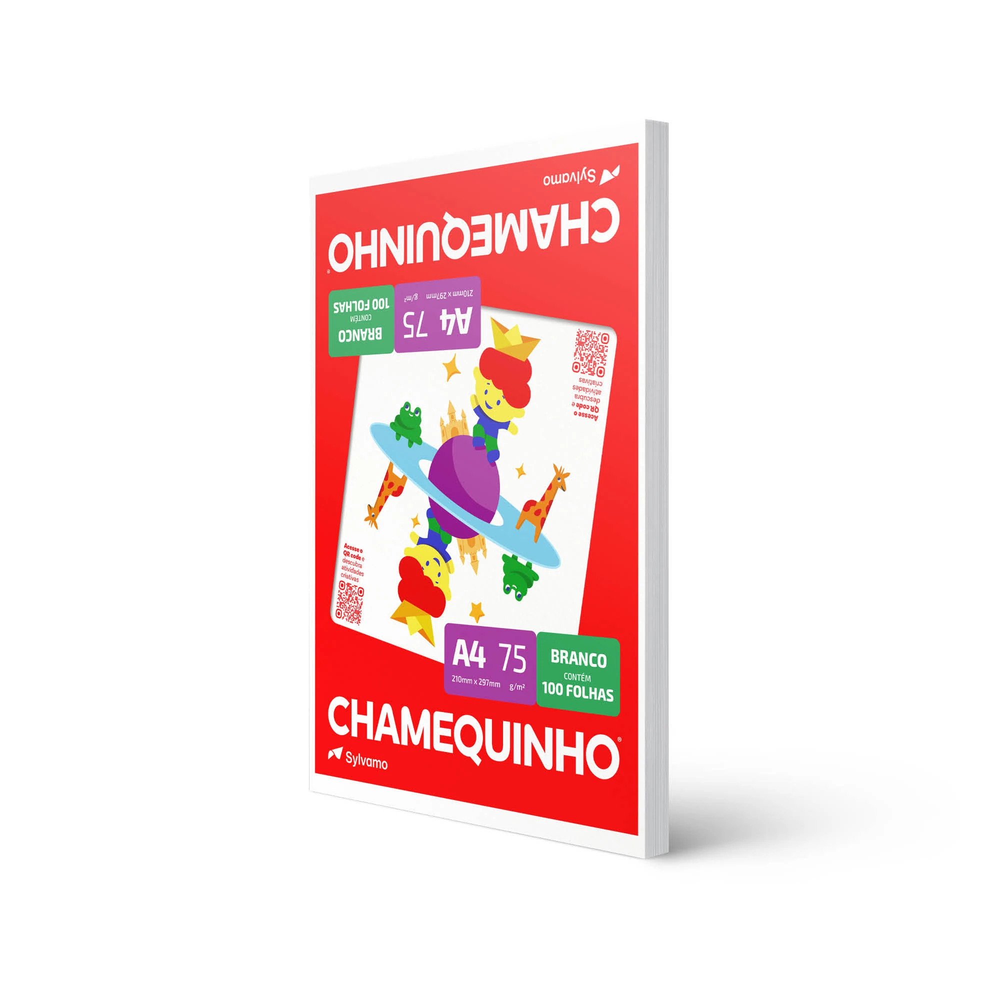 Papel Sulfite Rosa 75g A4 210x297mm Chamequinho PT/ 100 Folhas