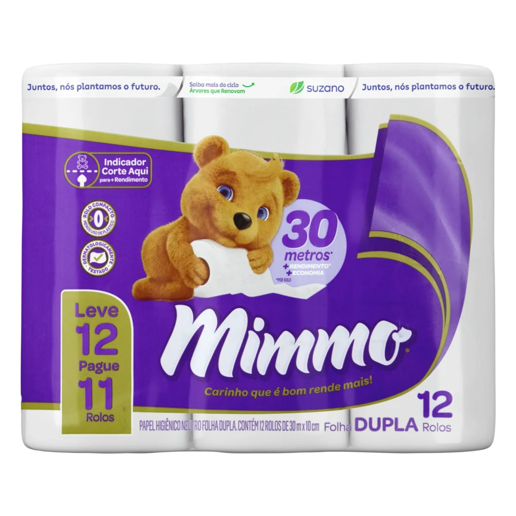 Papel Higiênico Mimmo com 8 Rolos Folha Dupla 30 m
