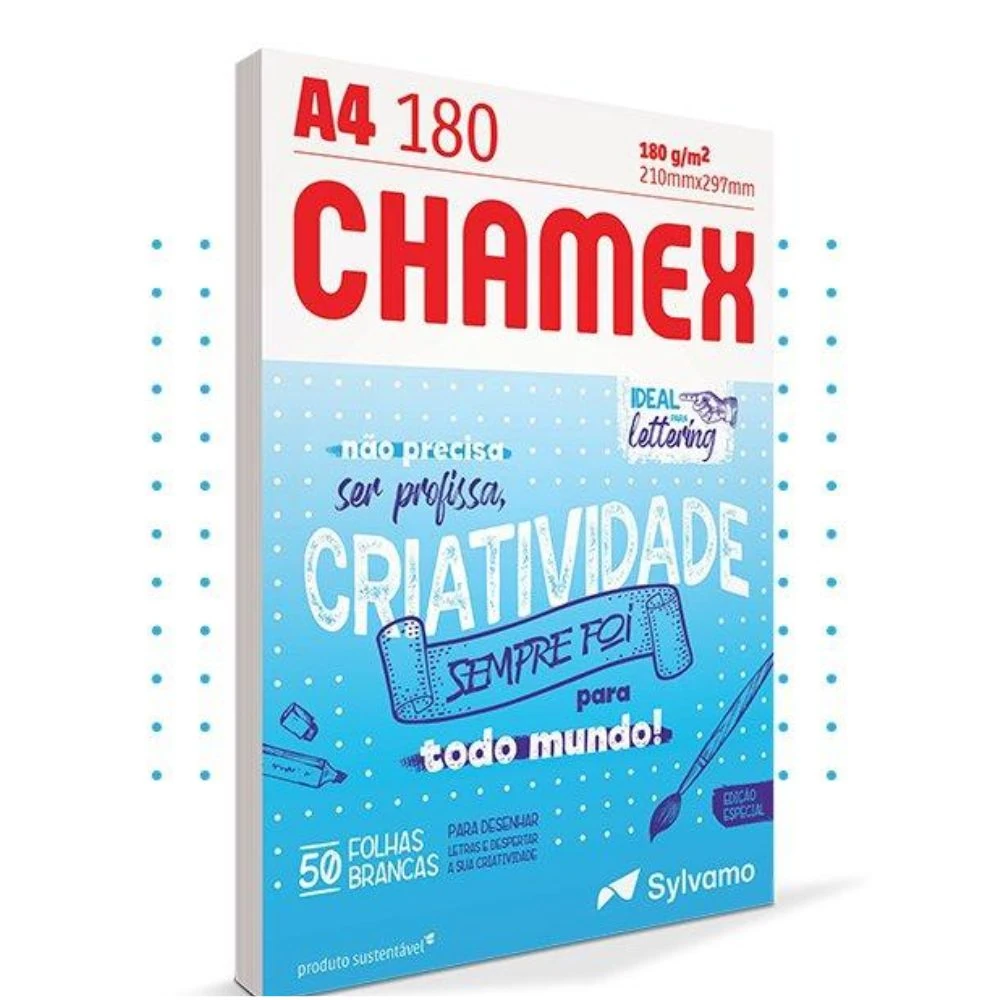 Castro Naves - PAPEL SULFITE CHAMEX A4 180G LETTERING PT/50 - 8910 01