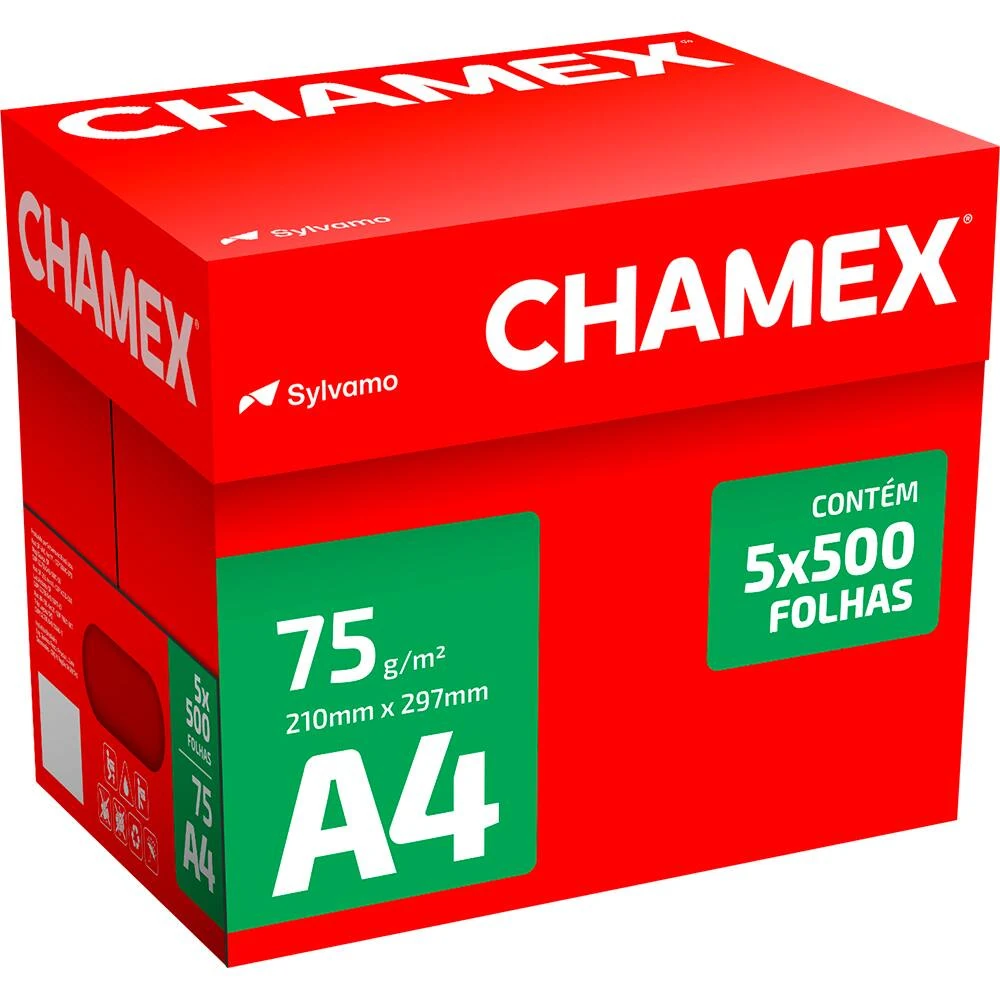 Castro Naves - PAPEL SULFITE CHAMEX A4 75G PT/500 C/5 RESMAS - 10250 01