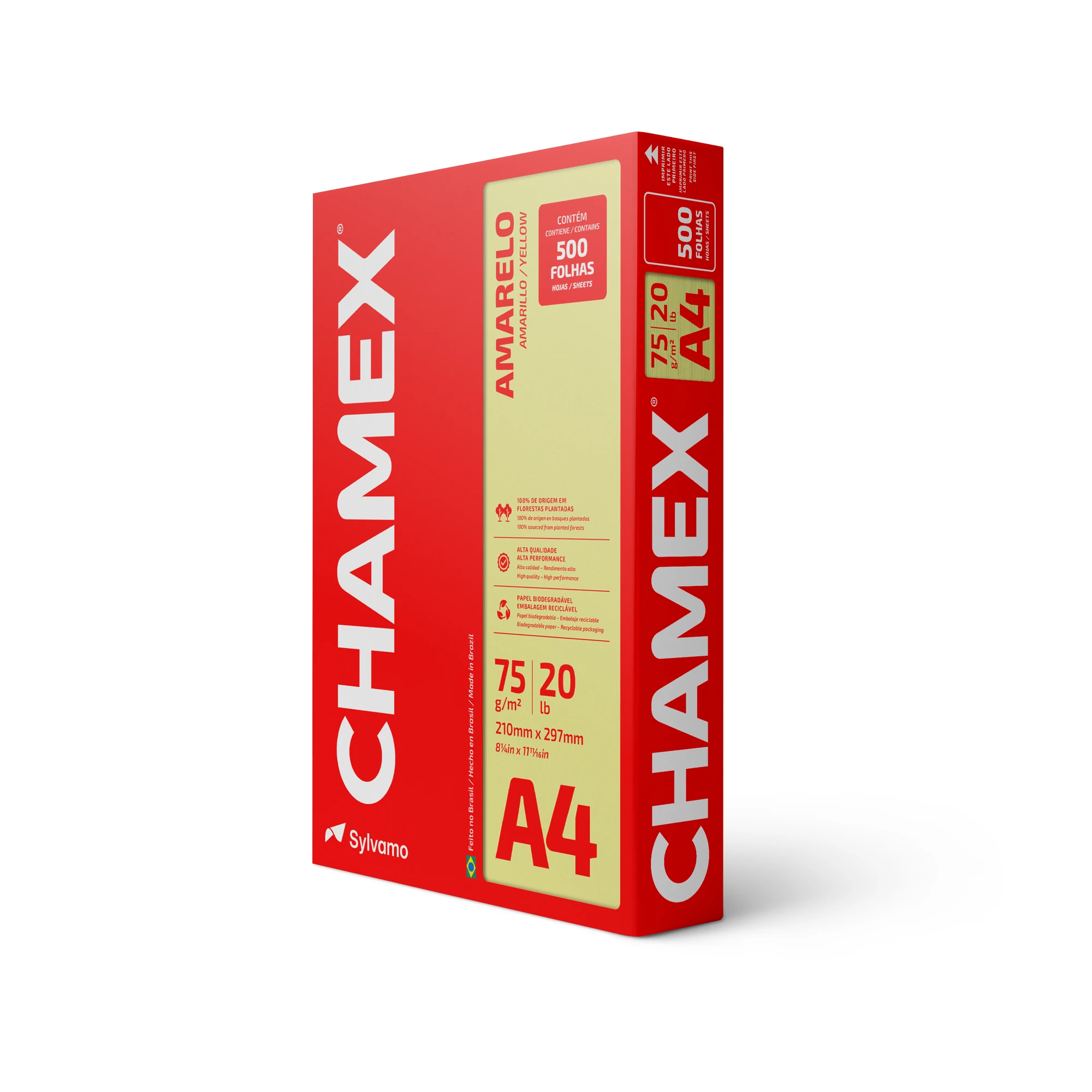Castro Naves - PAPEL SULFITE CHAMEX AMARELO A4 75G PT/500 - 14564 01