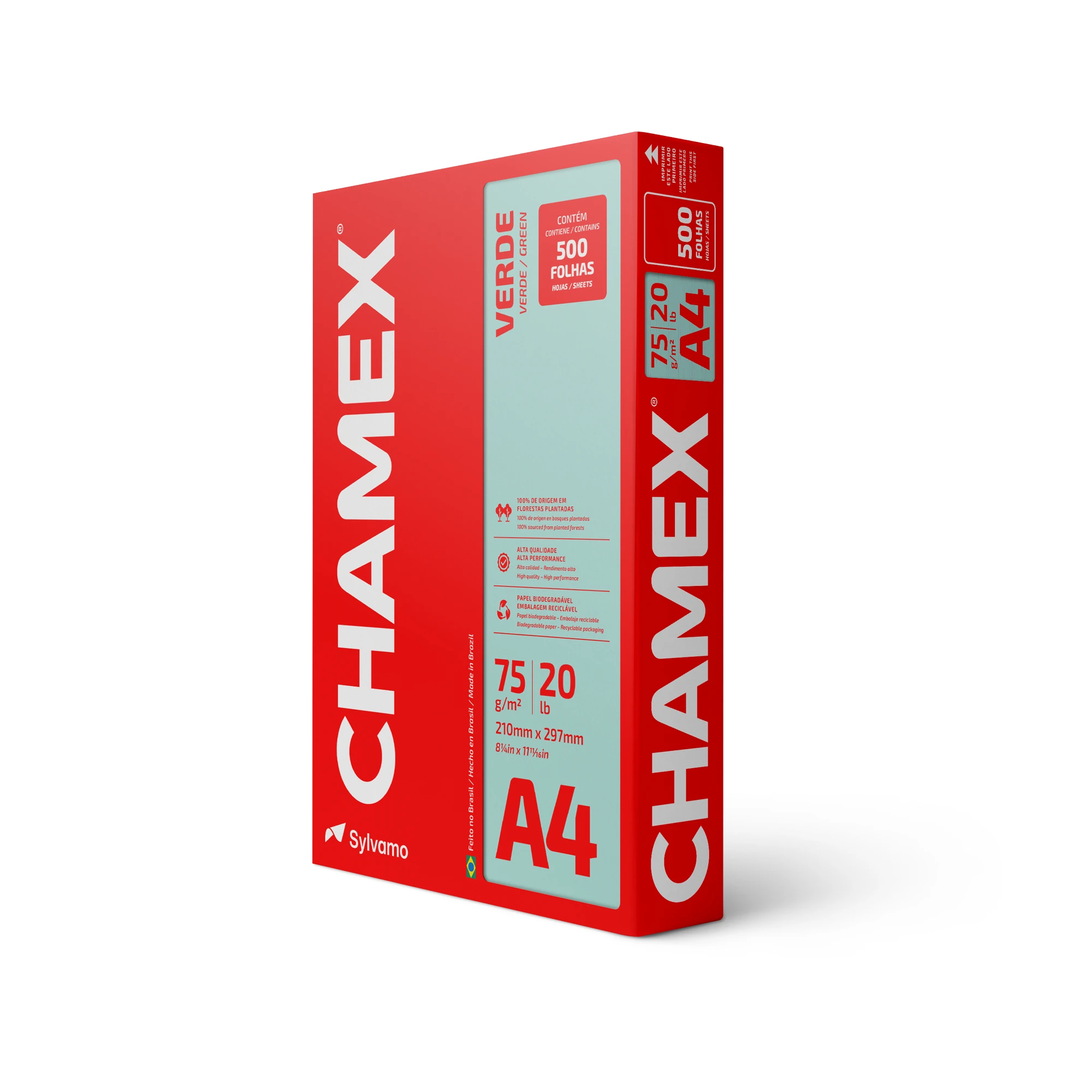 Castro Naves - PAPEL SULFITE CHAMEX VERDE A4 75G PT/500 - 14568 01