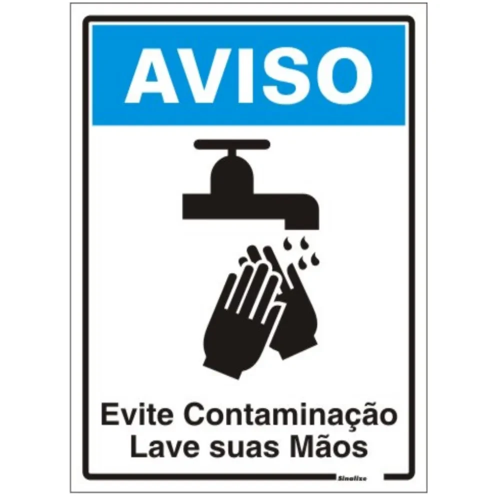 Castro Naves - PLACA PS 15x20cm AVISO LAVE SUAS MAOS 220BT - 12927 01