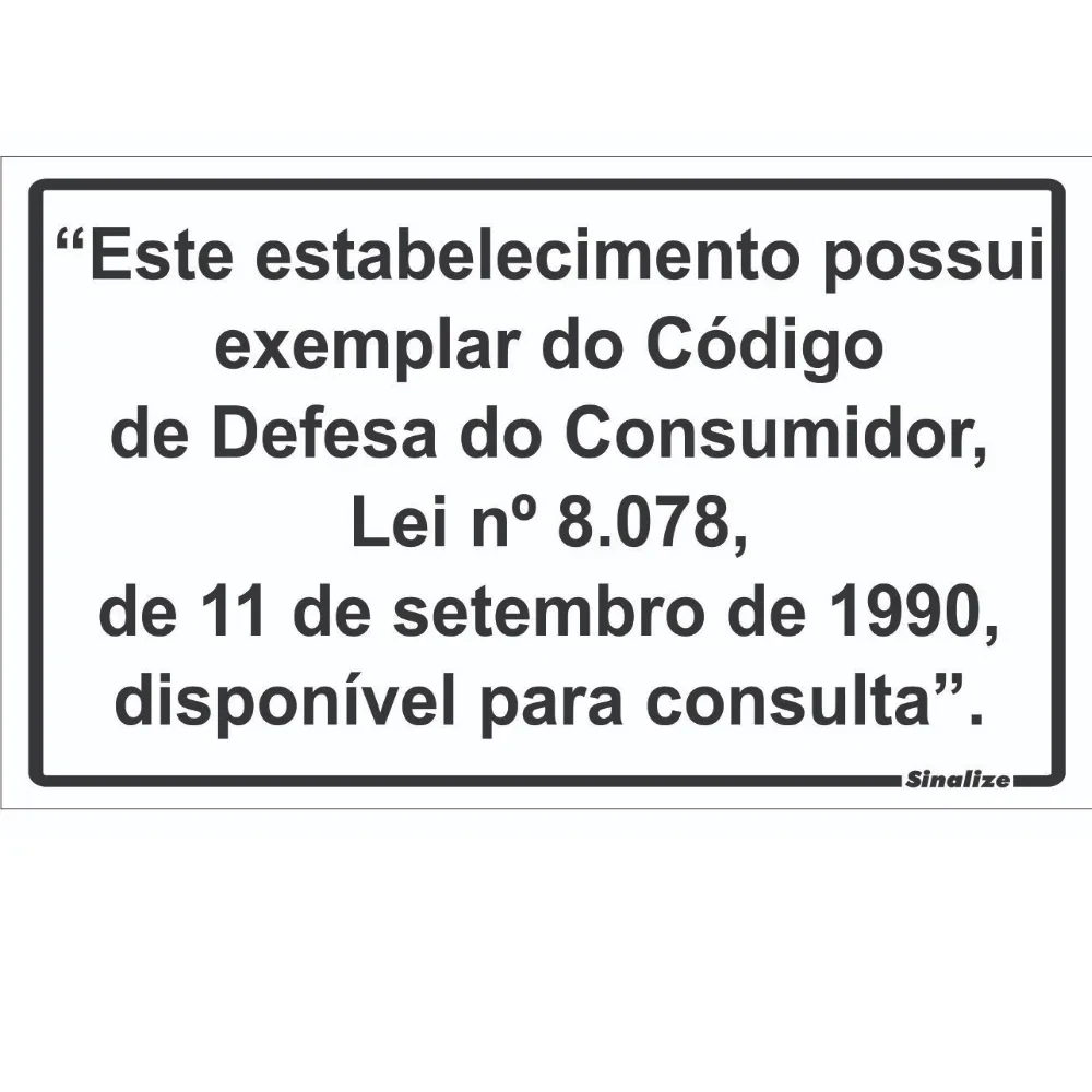 Castro Naves - PLACA PS 20x30cm CODIGO DEFESA CONSUMID 250CD - 12929 01