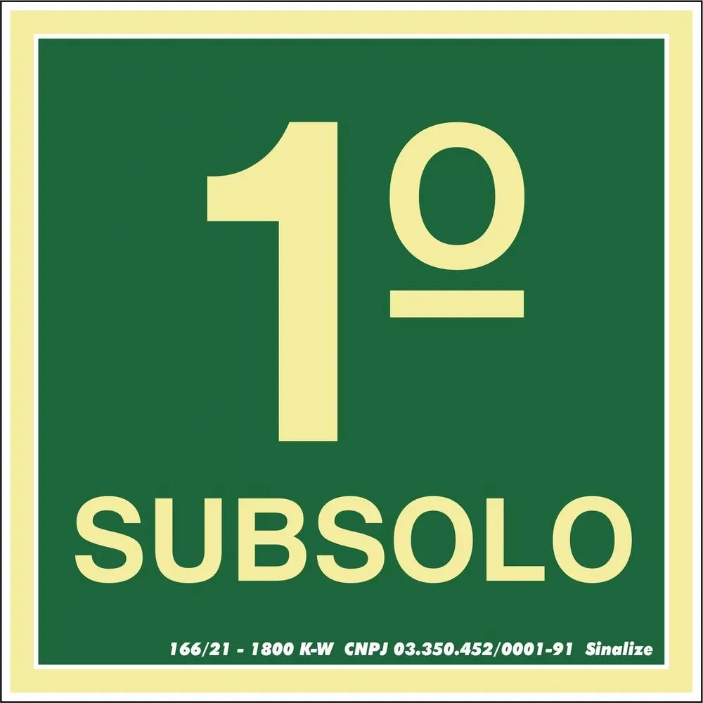 Castro Naves - PLACA PVC 15x15cm ROTA DE FUGA 1o. SUBSOLO - 14354 01