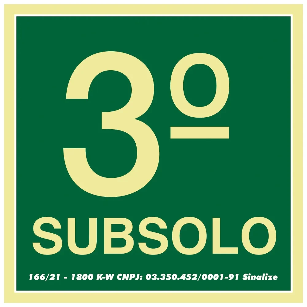 Castro Naves - PLACA PVC 15x15cm ROTA DE FUGA 3o. SUBSOLO - 14356 01