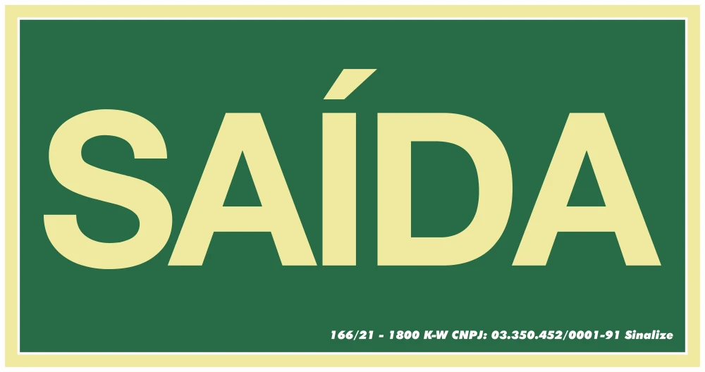 Castro Naves - PLACA PVC 15x30cm ROTA DE FUGA SAIDA - 104398 01