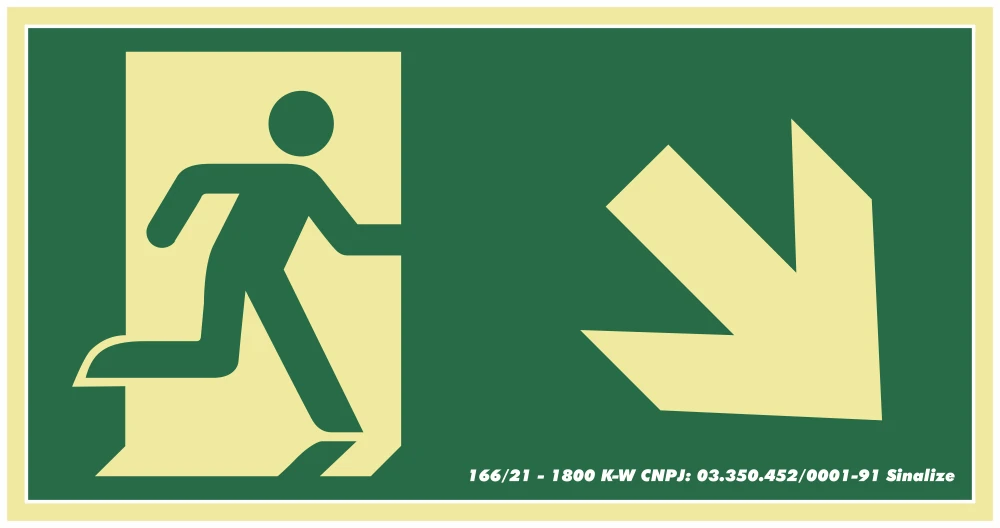 Castro Naves - PLACA PVC 15x30cm ROTA DE FUGA SETA DIR/BAIXO - 104331 01