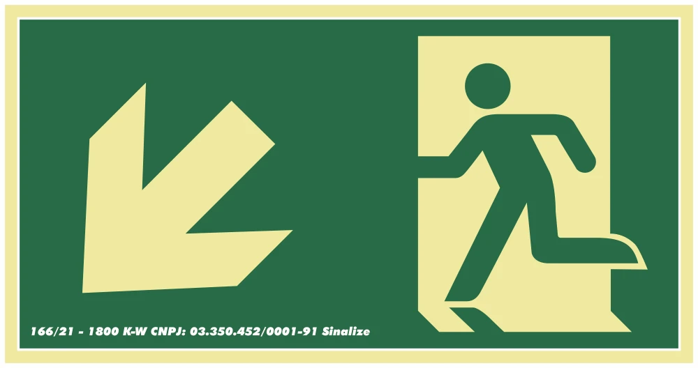 Castro Naves - PLACA PVC 15x30cm ROTA DE FUGA SETA ESQ/BAIXO - 104349 01